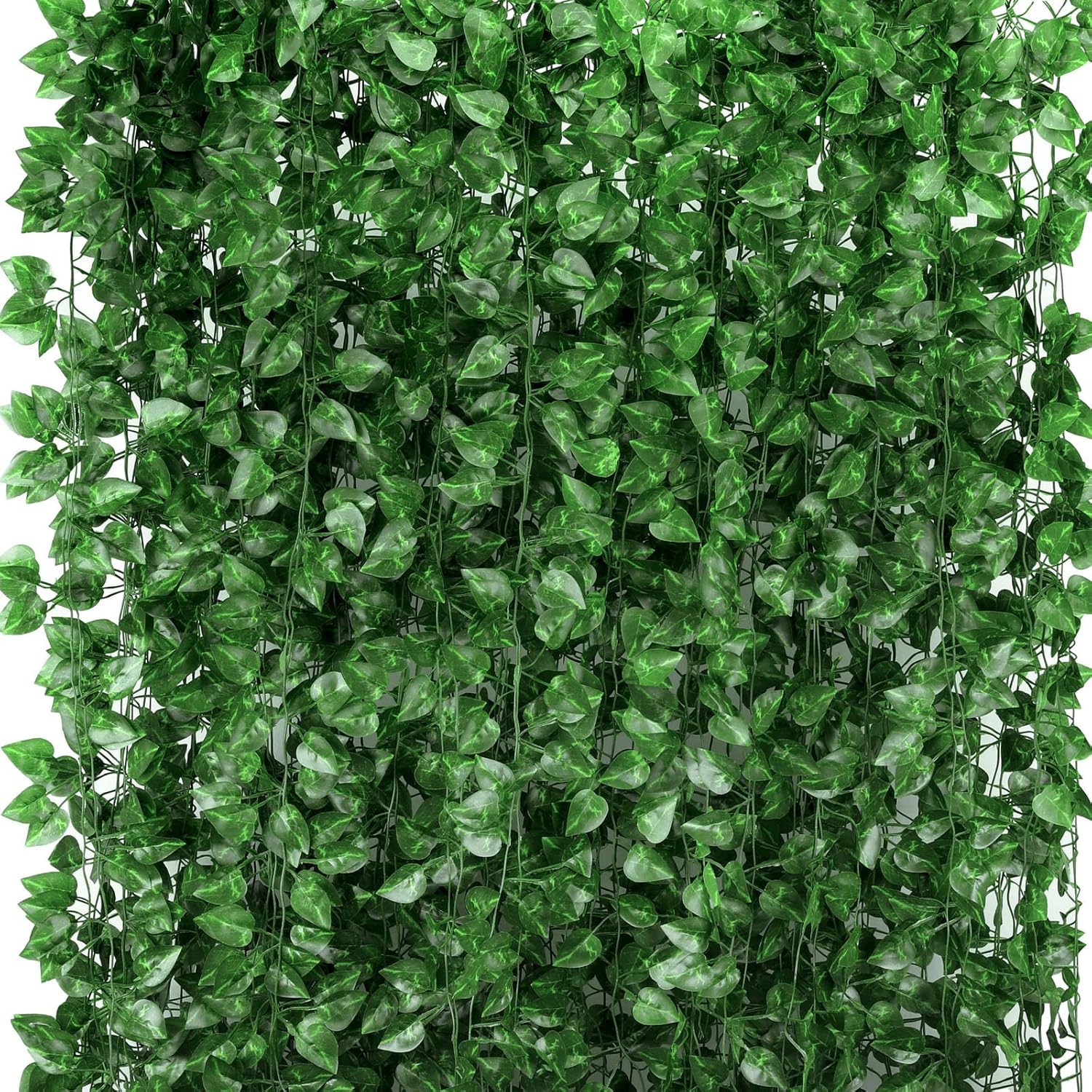 Tbestmax Paquete de 36 plantas artificiales de hojas de hiedra de 237 pies, hojas de vid verde, guirnalda colgante de vegetación, flores de follaje