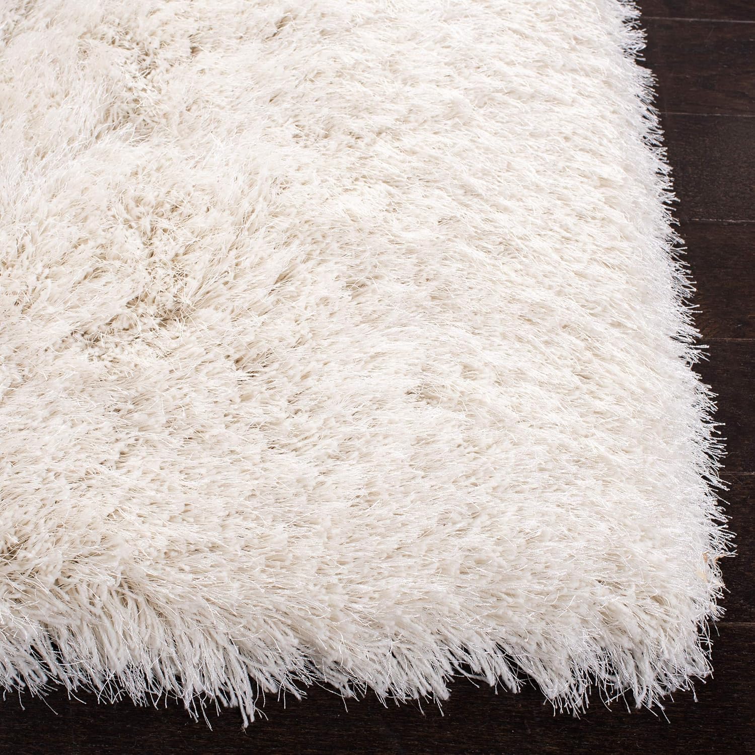 SAFAVIEH Venice Shag Collection – Alfombra cuadrada de 4 pies, perla, glamour hecho a mano, 3 pulgadas de grosor, ideal para zonas de alto tráfico