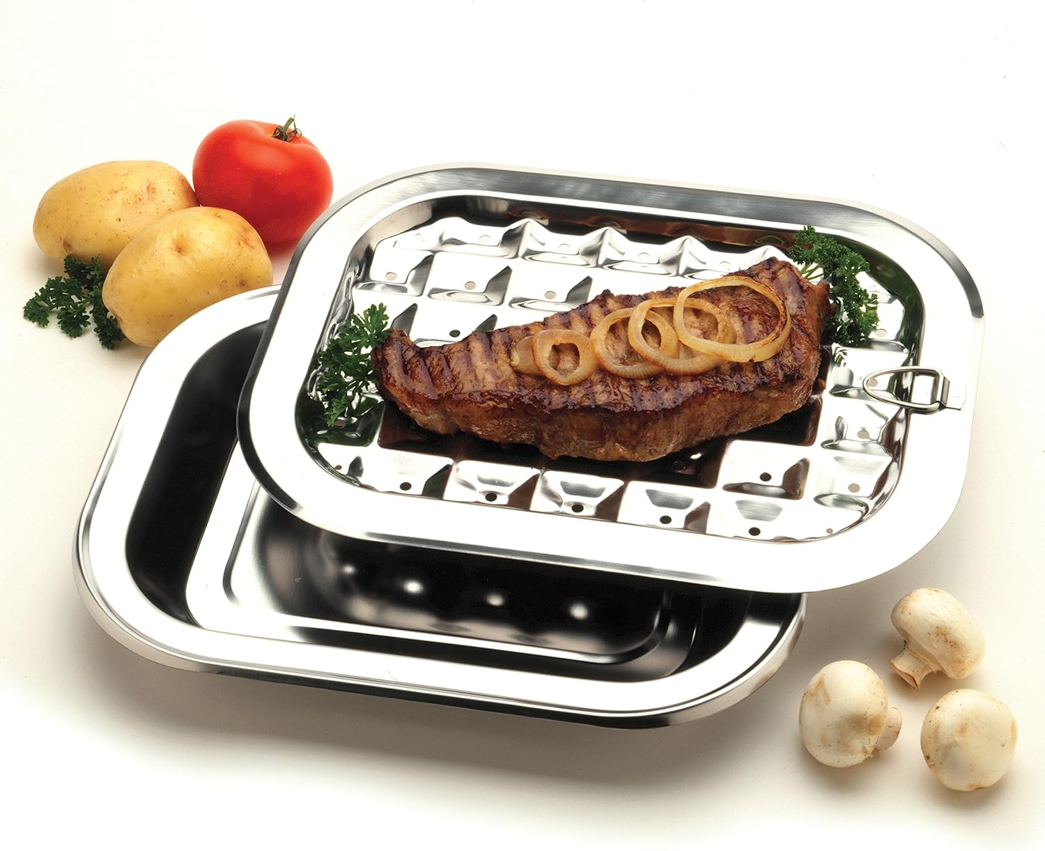 Certified Appliance Accessories SPL50008 – Juego de 2 sartenes y parrilla pequeña de porcelana sobre acero de 13 x 8-34 x 1-38 pulgadas para horno,