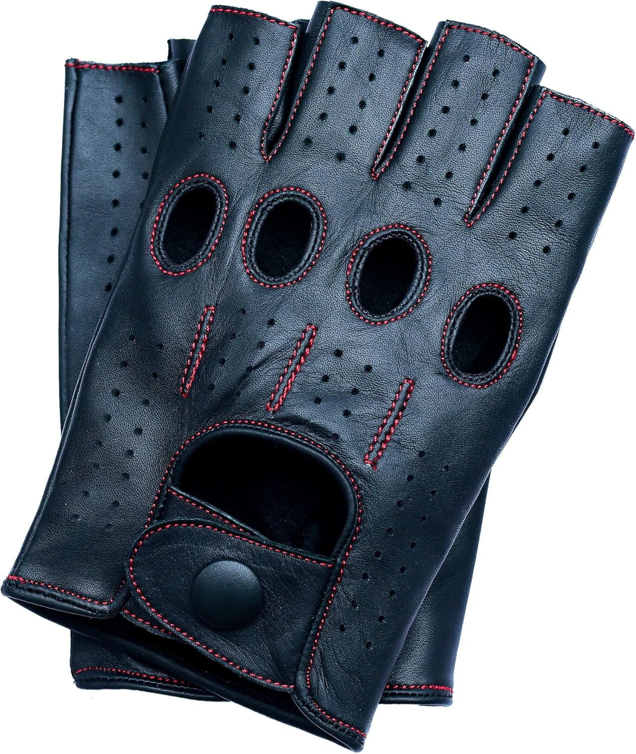 Riparo Motorsports – Guantes de piel sin forro, dedos descubiertos a la mitad, para hacer ciclismo, acondicionamiento físico o de motociclista, para