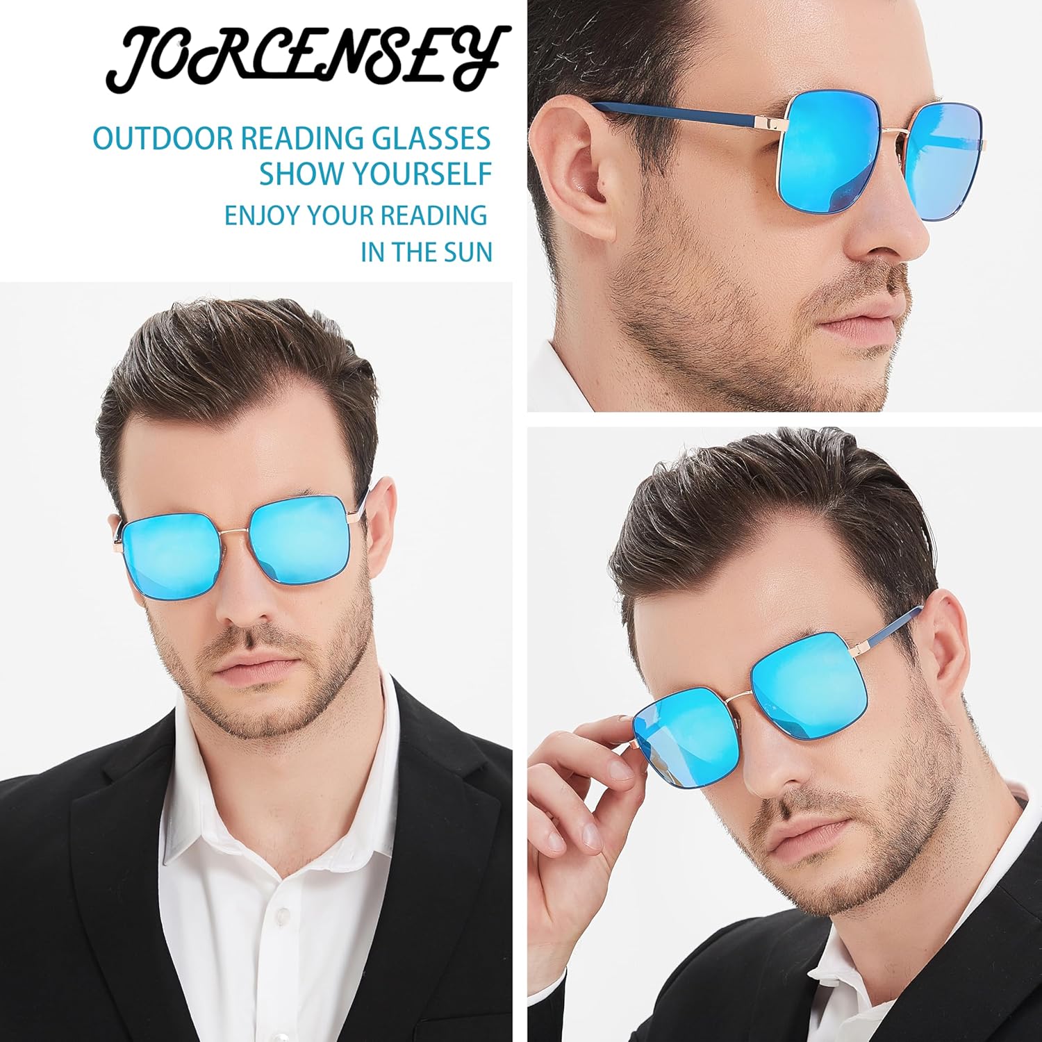 Paquete de 3 lentes de sol unisex de estilo clásico para lectura al aire libre para hombres y mujeres, marco de metal, no bifocales