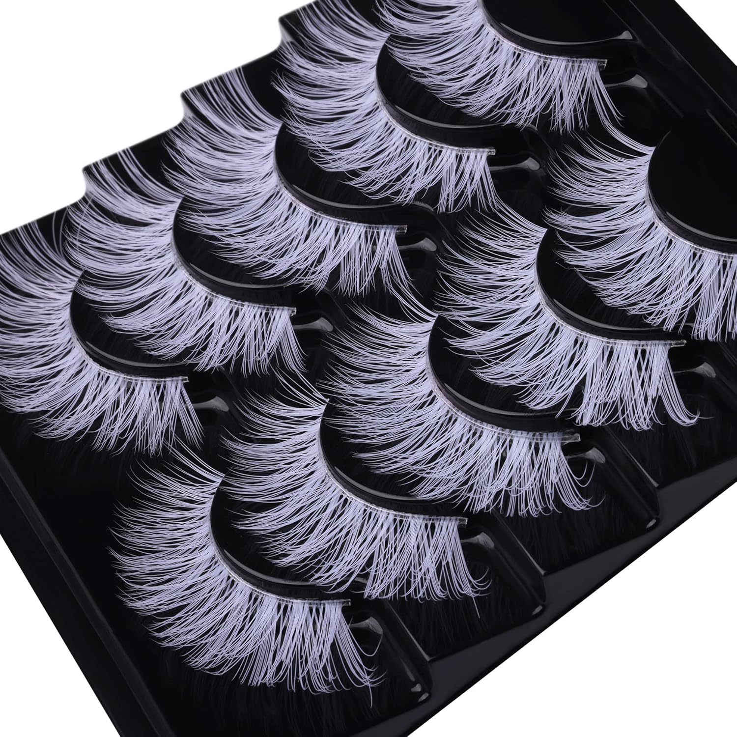 Pestañas blancas de Navidad, pestañas postizas blancas naturales, pestañas postizas de color ojo de gato, pestañas 3D, 5 pares de pestañas de visón