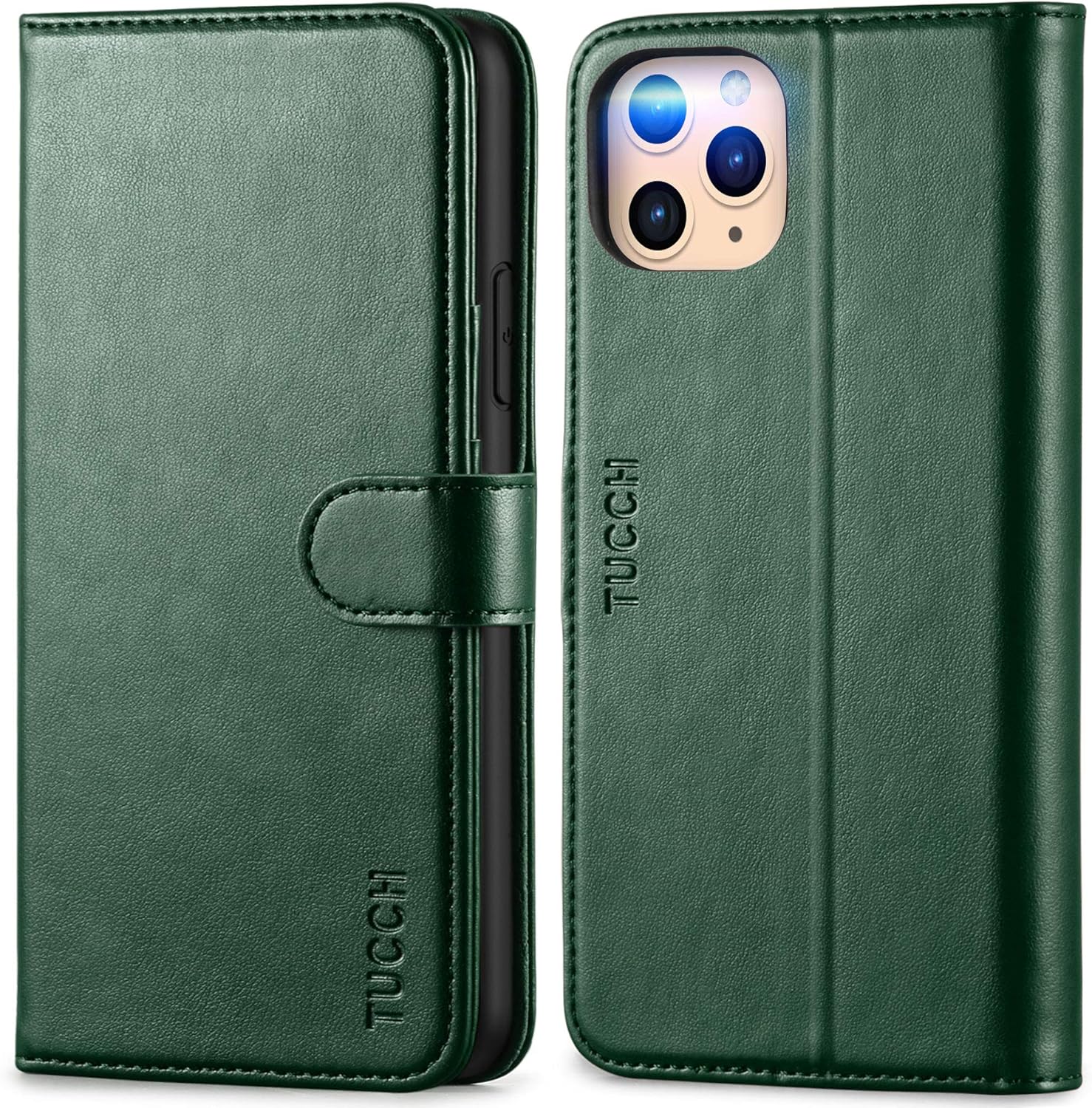 TUCCH Funda tipo cartera para iPhone 11 Pro Max, ranura magnética para tarjetas con bloqueo de radiofrecuencia automática y bloqueo RFID, funda de