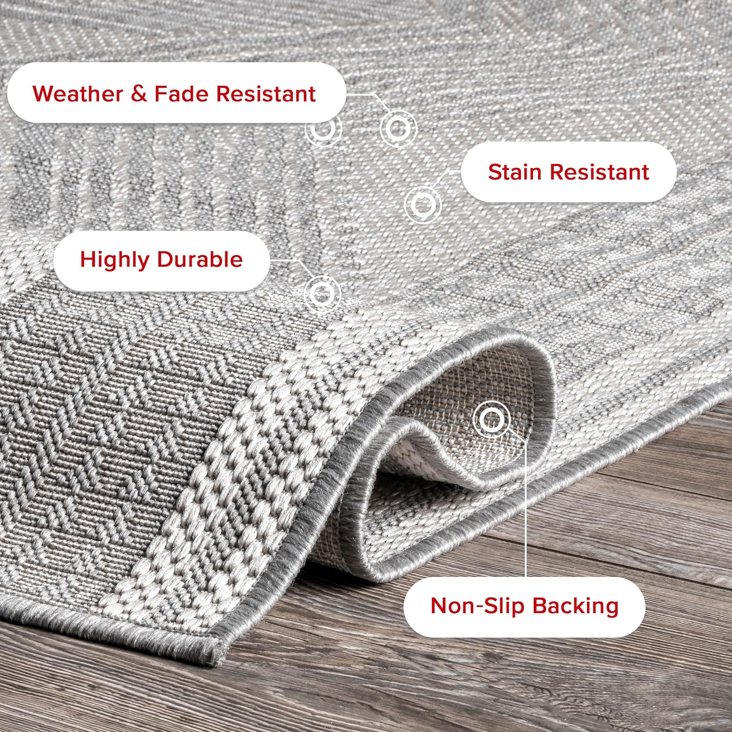 nuLOOM Ranya – Alfombra tribal para interiores y exteriores, 5 x 8, color gris claro