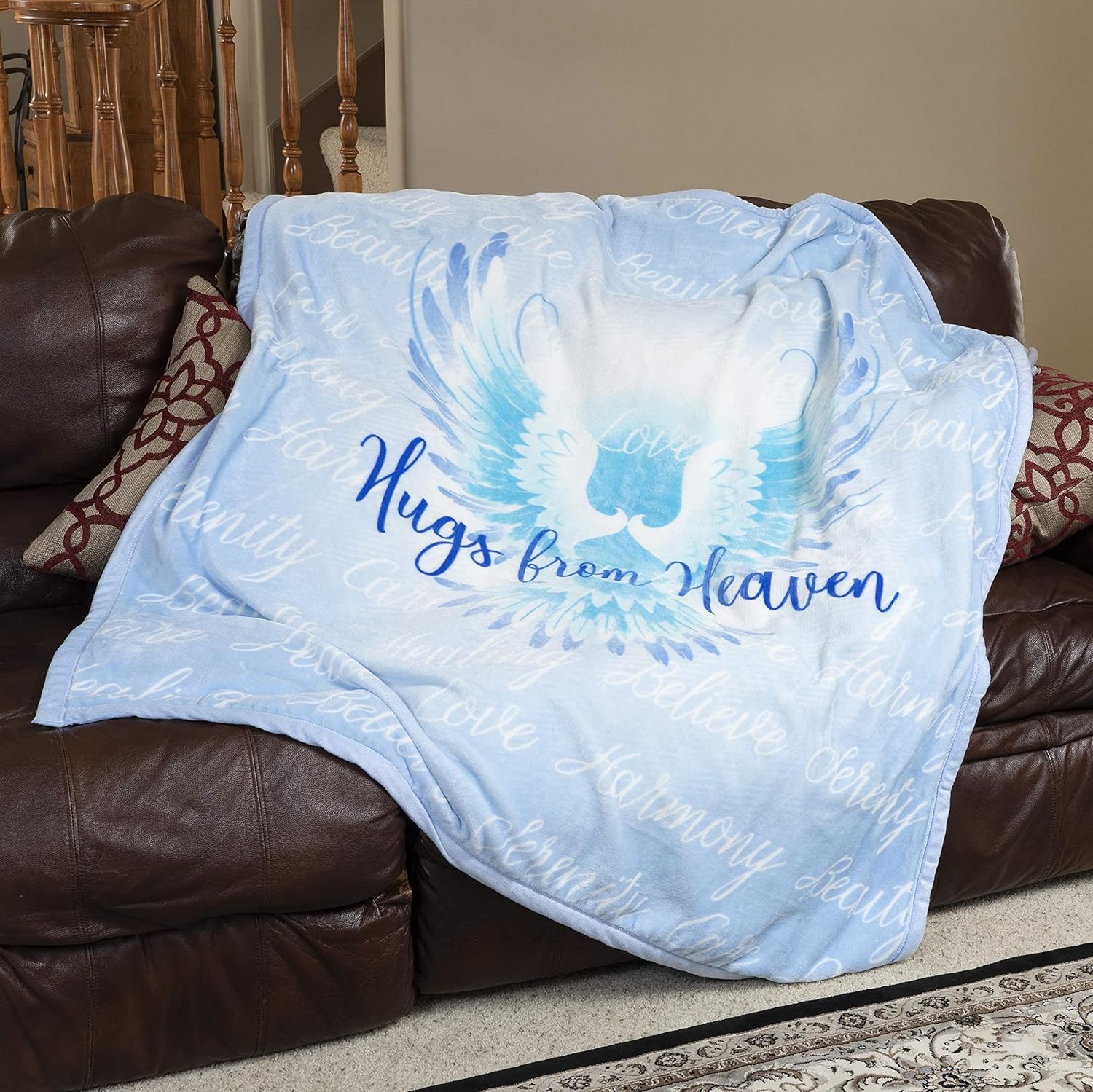 Hugs from Heaven – Manta de terciopelo de lujo, 50 x 60 pulgadas, sentimientos suaves, color azul