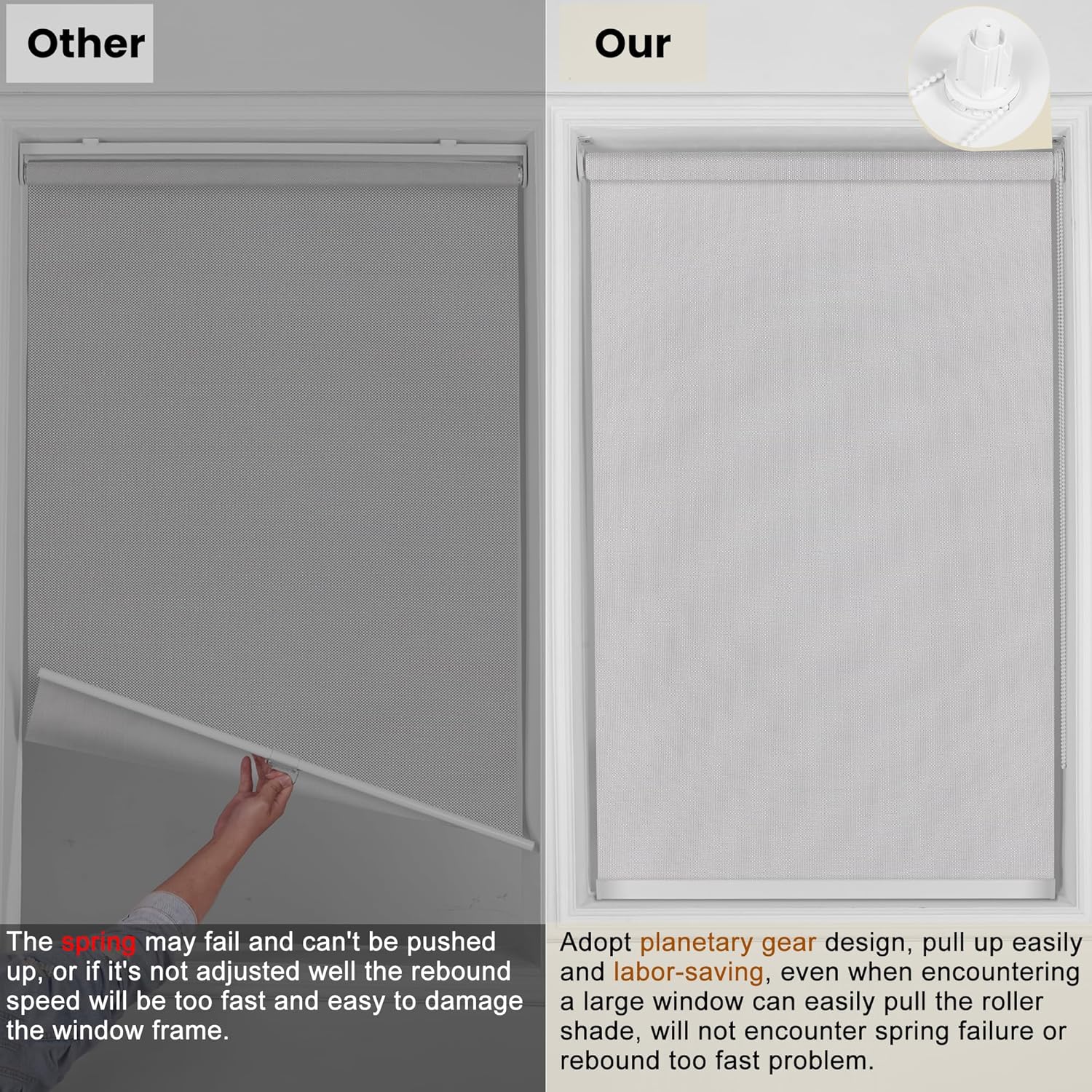Sulugood Persianas enrollables con filtro de luz para ventanas, persianas enrollables de tela con aislamiento térmico, protección UV, fácil
