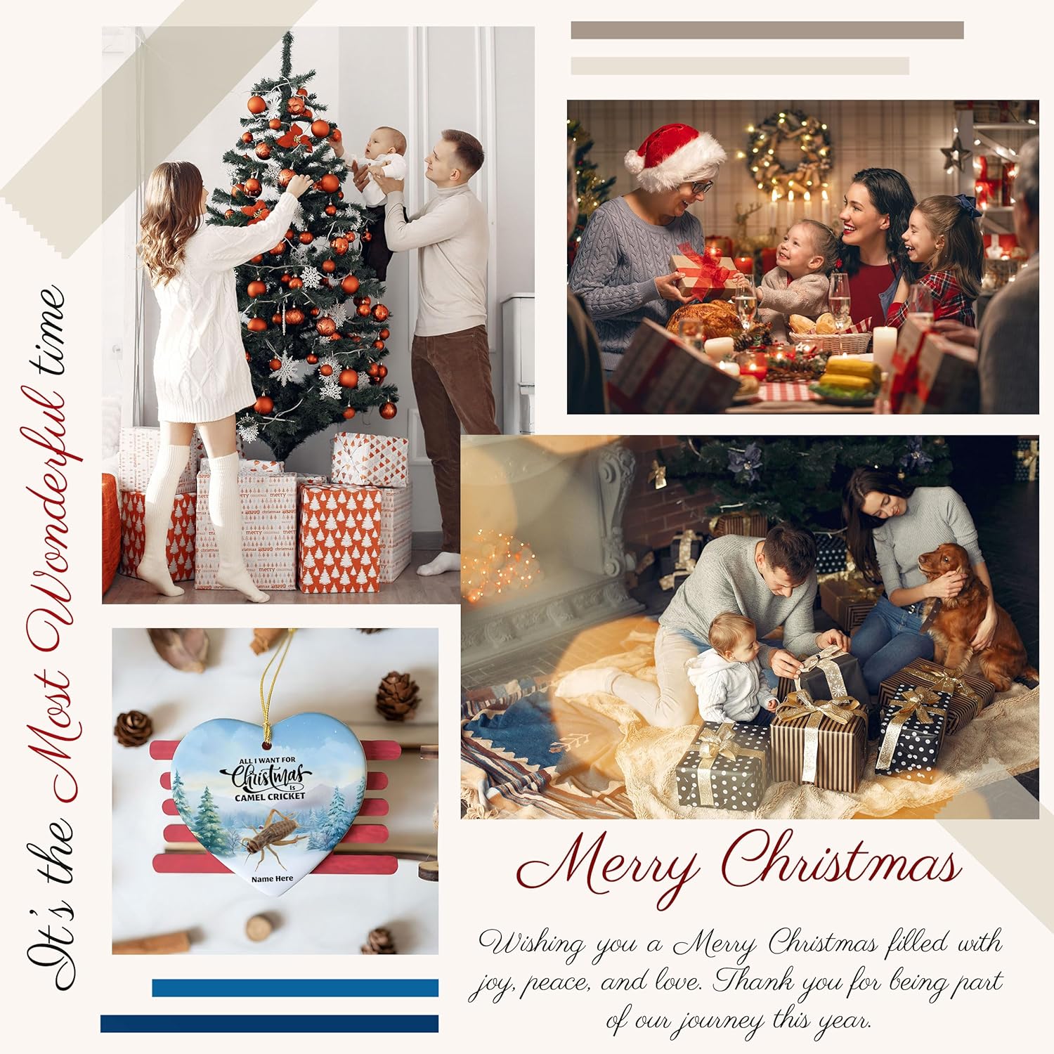 Adorno de regalo personalizado de grillo de camello 2023 para decoración del árbol de Navidad, regalos de recuerdo personalizados para dueños de