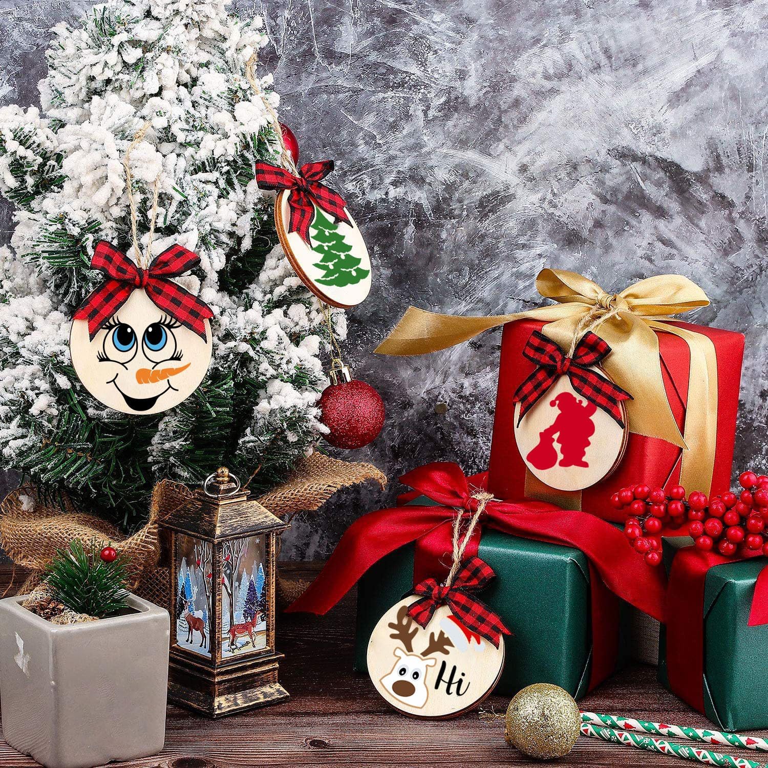 Plantillas de Navidad de 3 pulgadas para pintar sobre madera, 30 plantillas pequeñas de Navidad para árbol de Navidad, bandeja escalonada, bandeja