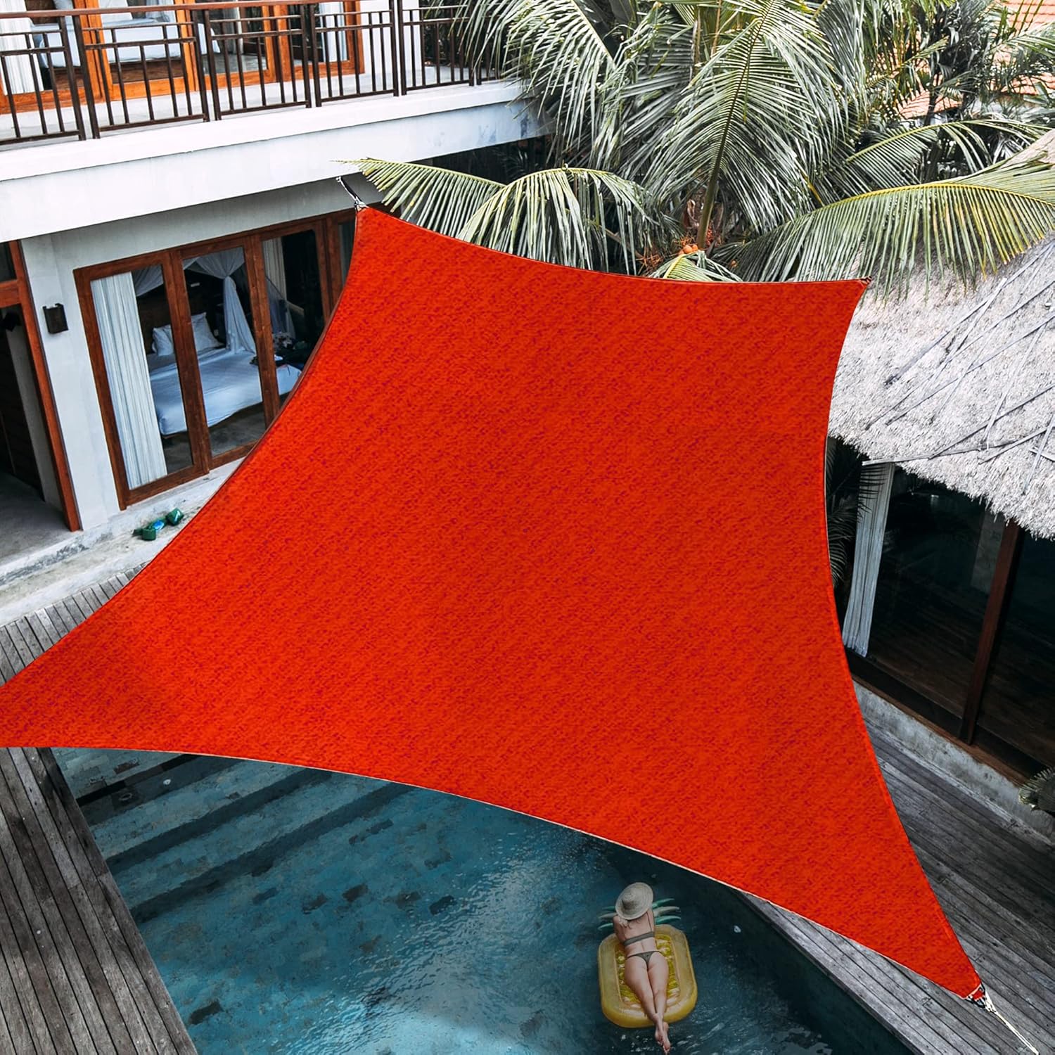 Toldo cuadrado rojo de 12 x 12 pies, hacemos tamaños personalizados, toldo con protección solar, de grado comercial, de 185 GSM, con bloqueo UV,