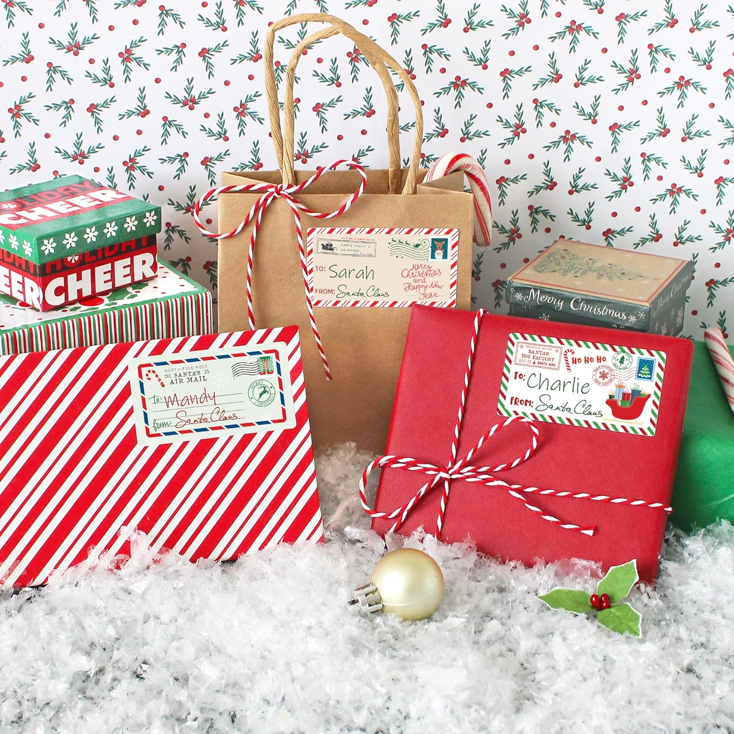 Etiquetas adhesivas de Navidad de Papá Noel, 75 etiquetas, etiquetas de regalo para niños
