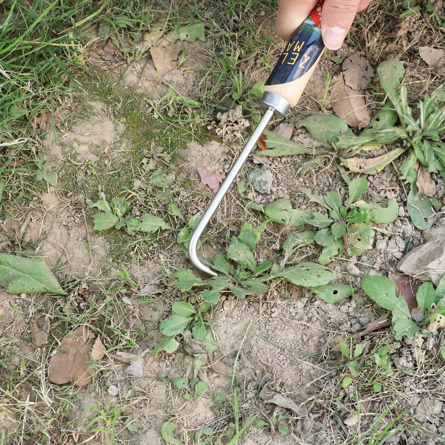 Herramienta de mano de jardín de acero inoxidable, gancho de raíz de una sola garra para deshierbar, excavar, aflojar el suelo, bordes y plantar