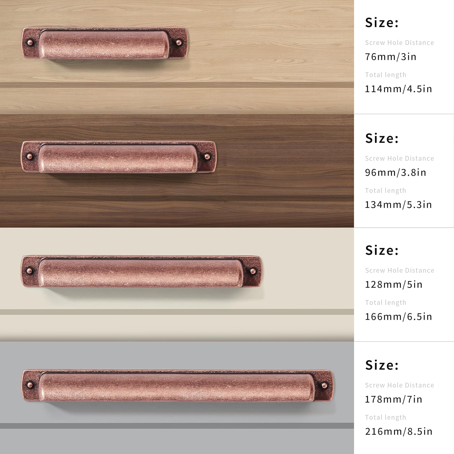 CABDM Paquete de 2 tiradores de taza de 3 pulgadas de centro a centro, tiradores de cobre antiguo para gabinetes, accesorios de gabinete de cocina,