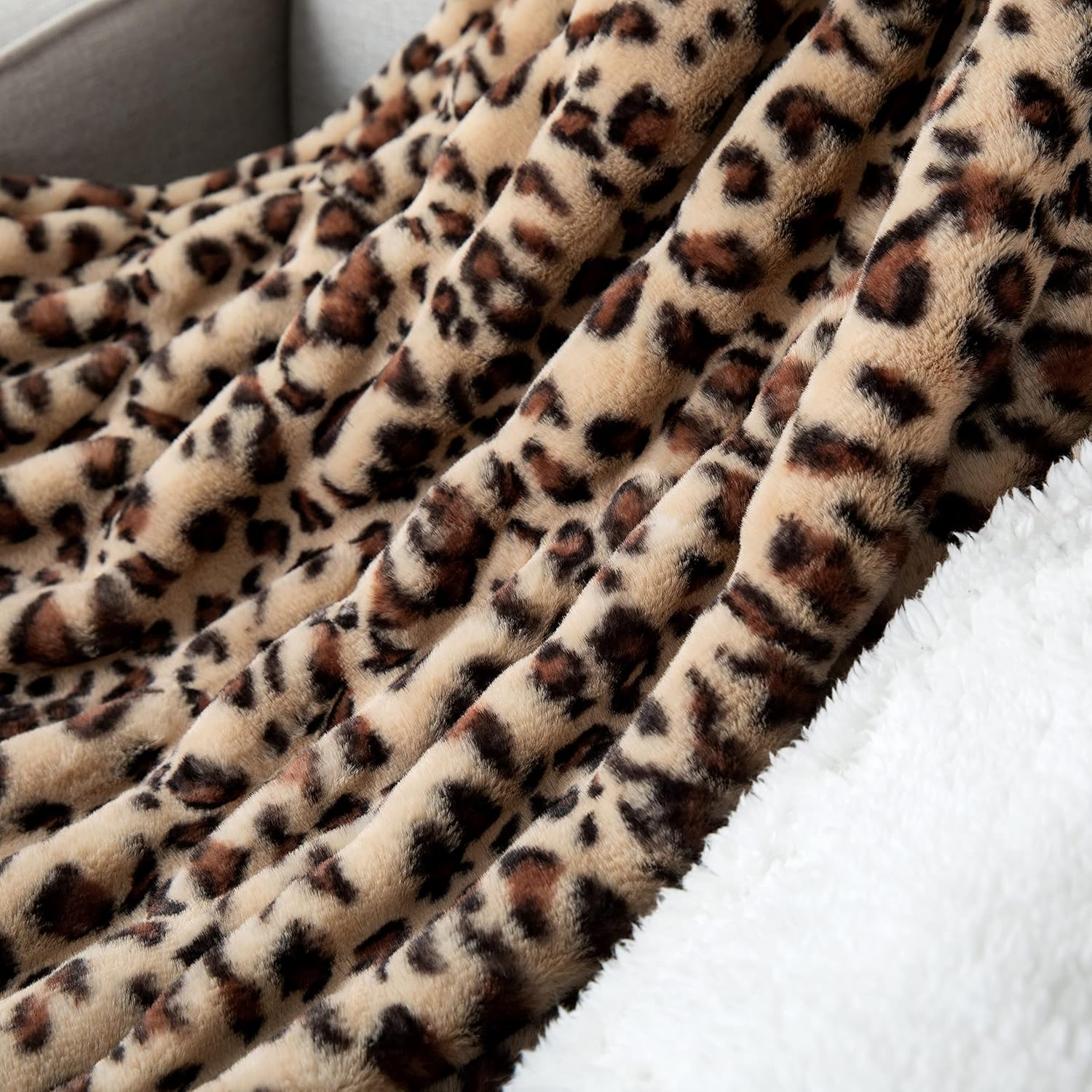 Lujosa manta de piel sintética de felpa con diseño de leopardo marrón, mullida, súper suave, gruesa, cálida, para sofá, cama, silla, decoración del