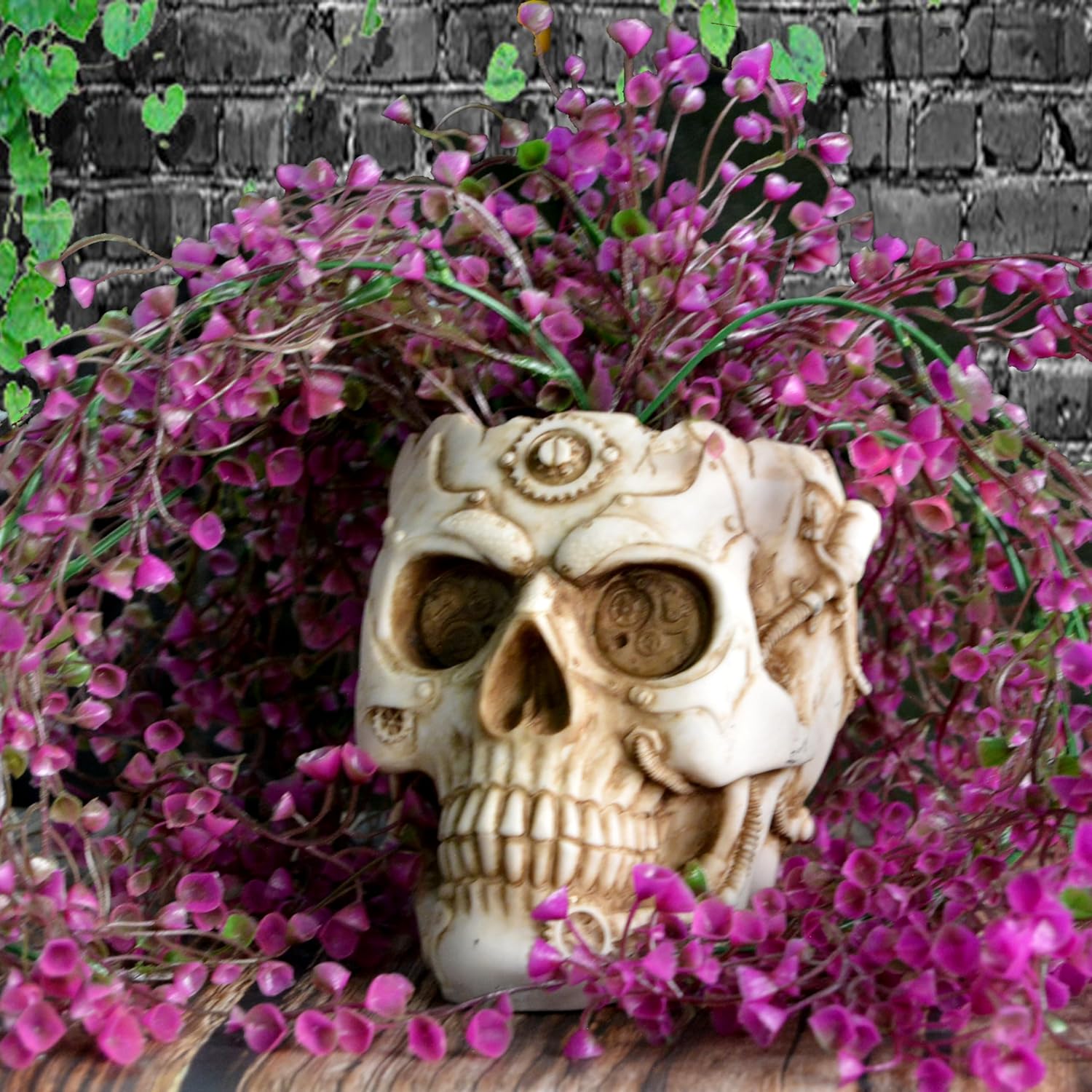 Maceta de calavera, maceta de Halloween, maceta de calavera, jarrón de Halloween, macetas góticas, decoración de calavera, macetas con drenaje,