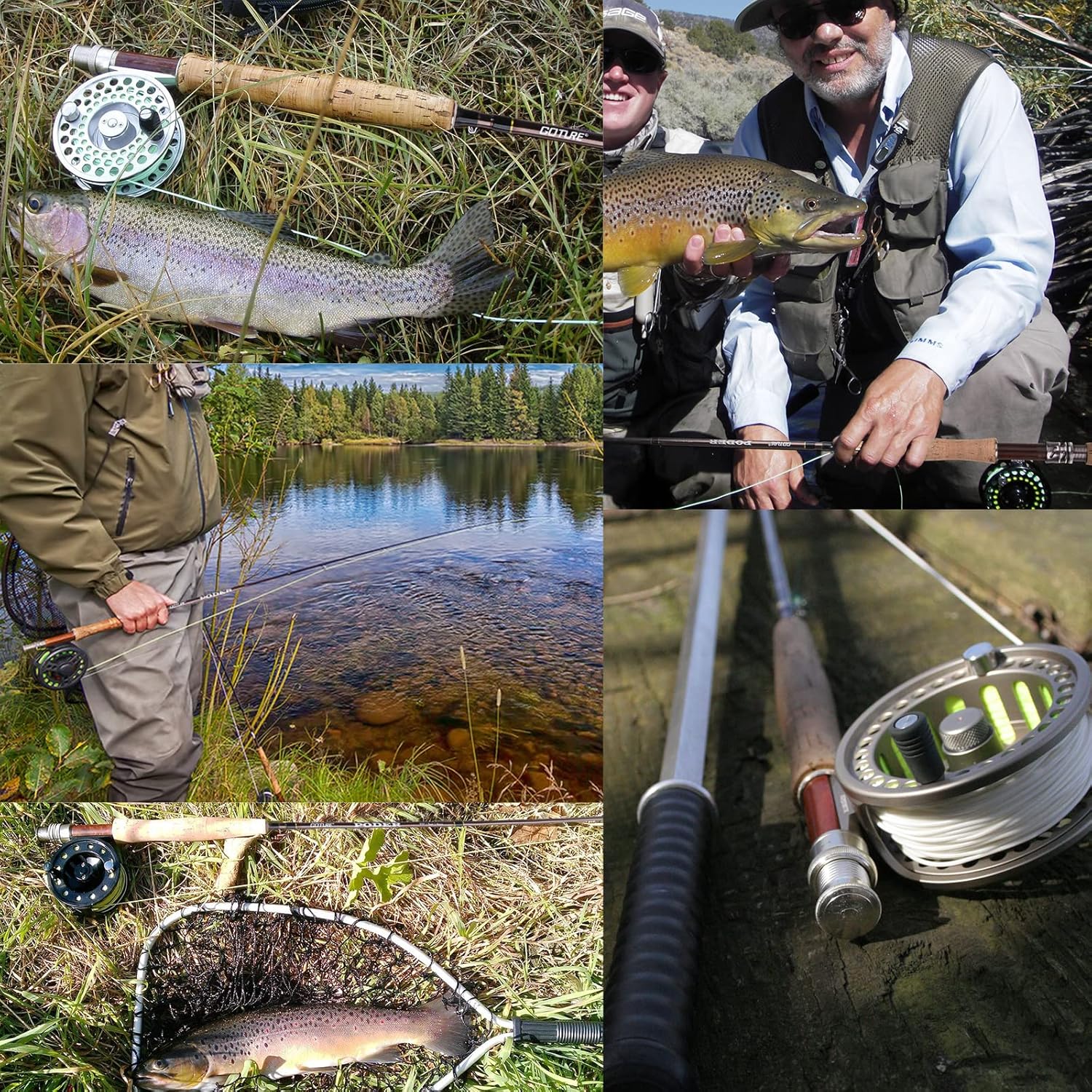 Goture Caña de pesca con mosca, caña de pescar con mosca de 9 pies y 4 piezas con estuche de transporte, agua dulce y salada, 30+36T de fibra de