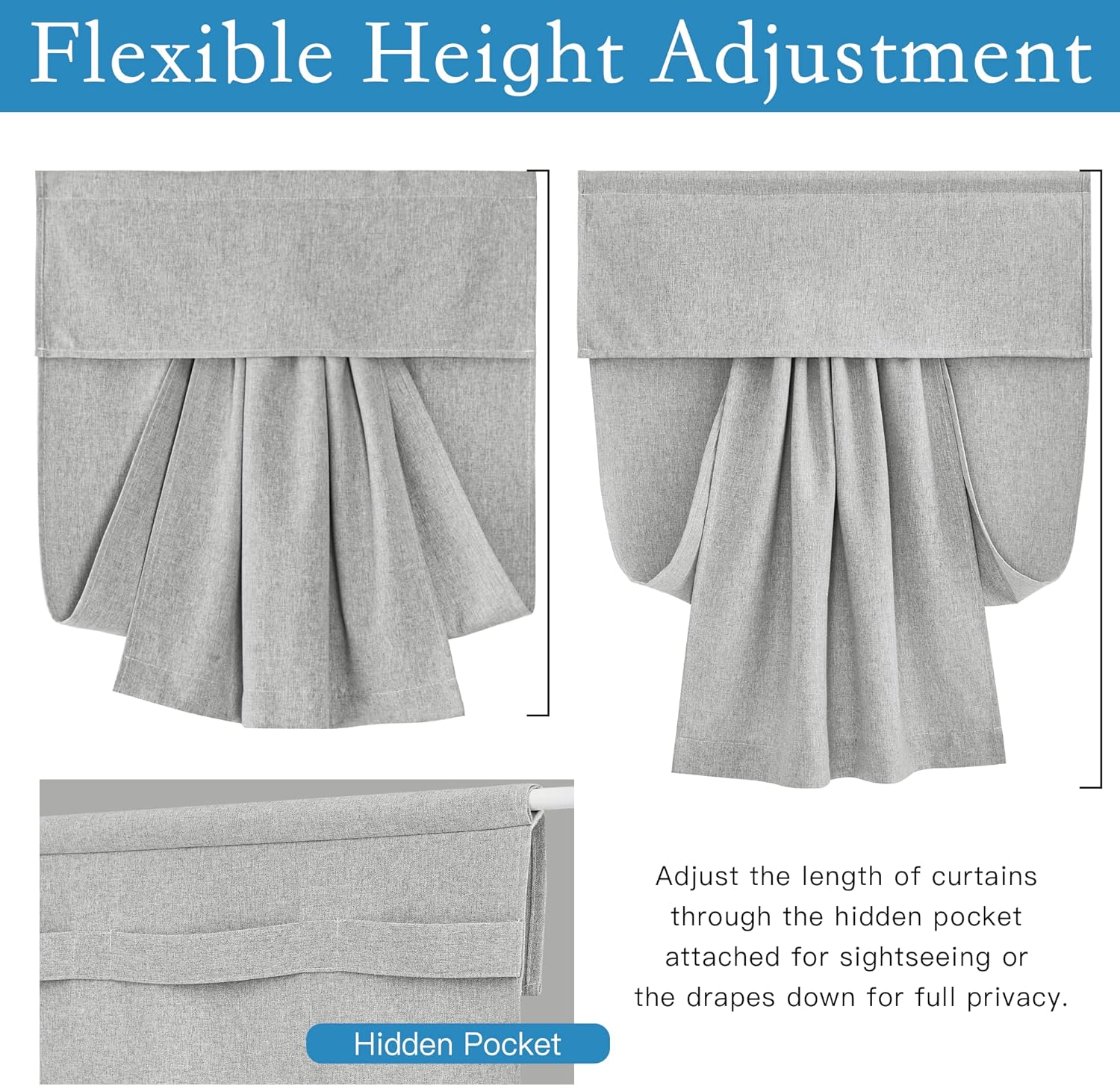 RYB HOME Persianas de puerta francesa para oscurecer la habitación, persianas de lino Nautre para ventana, cortinas de puerta Tricia con aislamiento