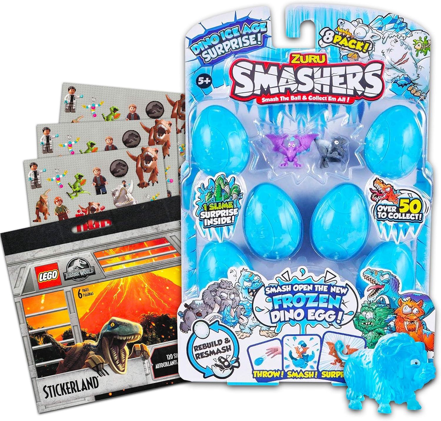 Zuru Smashers – Juego de 3 juguetes de la serie de huevos de dinosaurio, paquete de 8 juguetes sorpresa de huevo de dinosaurio con calcomanías