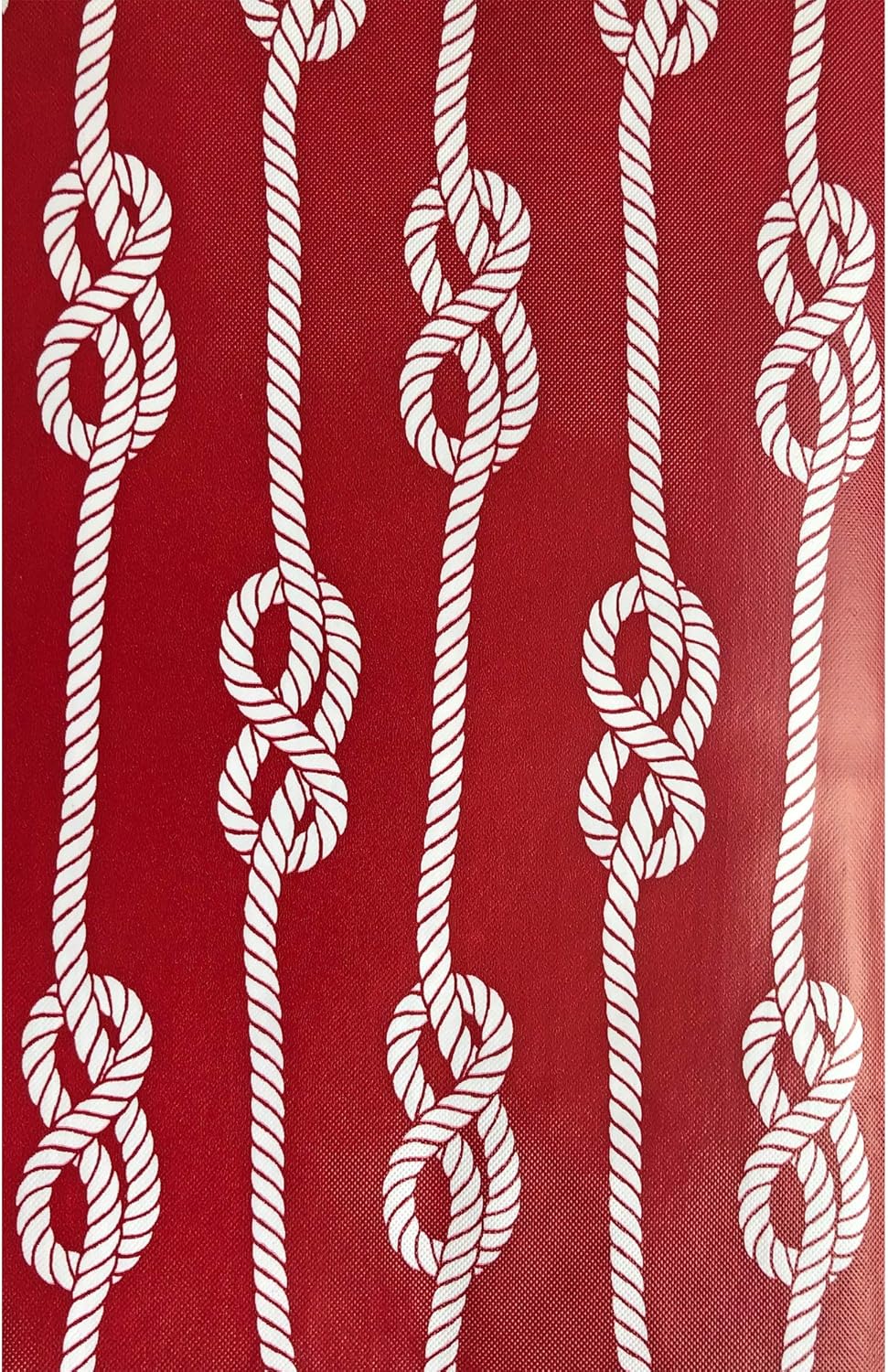 Newbridge Mantel de franela de vinilo con rayas náuticas rojas, mantel de rayas costeras para interiores y exteriores, con parte trasera de franela,