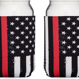 Thin Red Line – Juego de 2 fundas plegables para latas de cerveza y botellas para bebidas  Tamaño estándar de 12 onzas  Neopreno aislado de 0.118in Thin Red Line – Juego de 2 fundas plegables para latas de cerveza y botellas para bebidas  Tamaño estándar de 12 onzas  Neopreno aislado de 0.118in