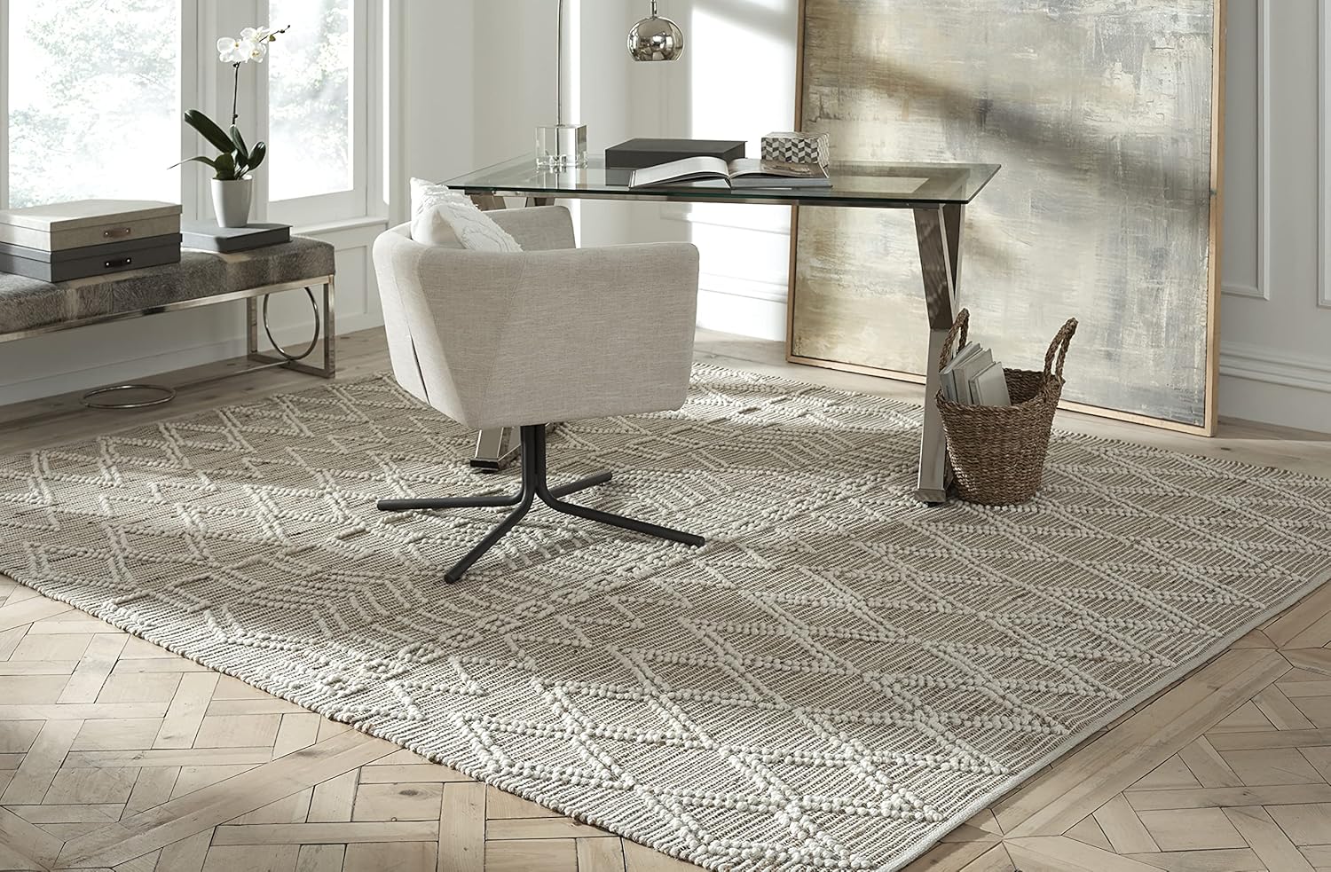 Fab Habitat Alfombras de cáñamo y lana, hechas a mano, suaves al tacto natural bajo los pies, duradera, tejido texturizado, alfombra para uso en