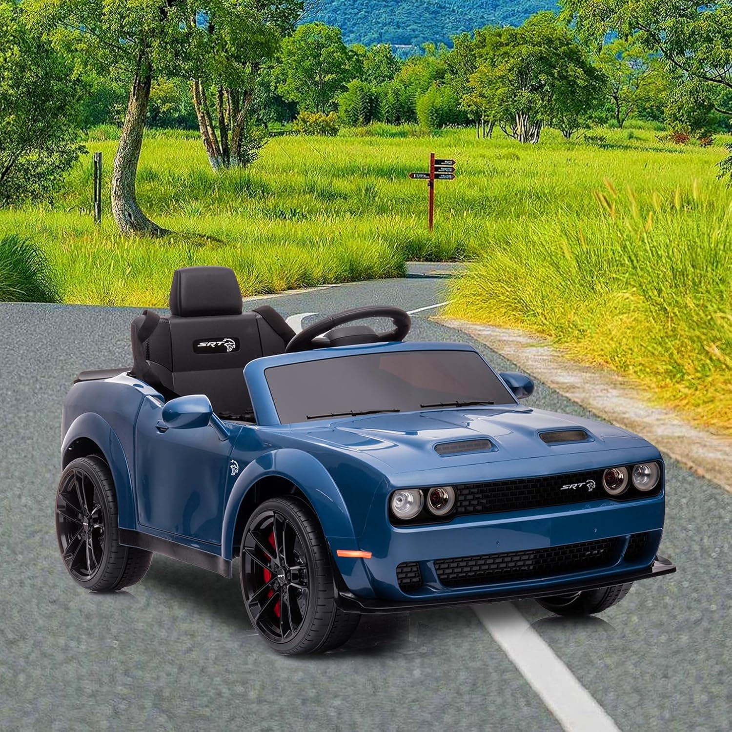 Vehículo eléctrico Dodge Challenger con control remoto de 12 V con licencia para niños, vehículos motorizados para niños, vehículo eléctrico de
