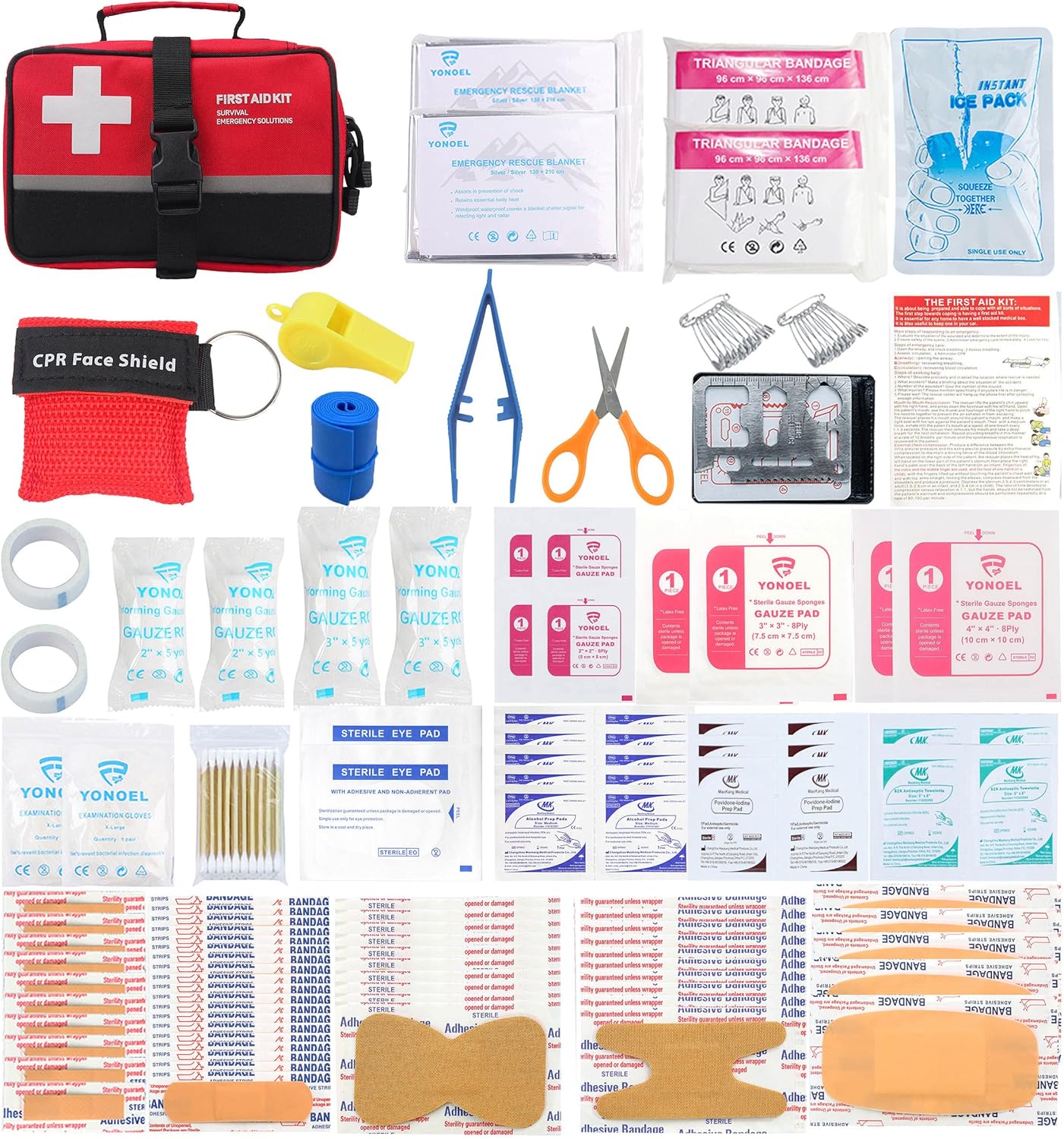 Galaxy – 170 kits de primeros auxilios para supervivencia, emergencia, trauma, combate militar, combate, táctico, caza, camping, senderismo, bolsa