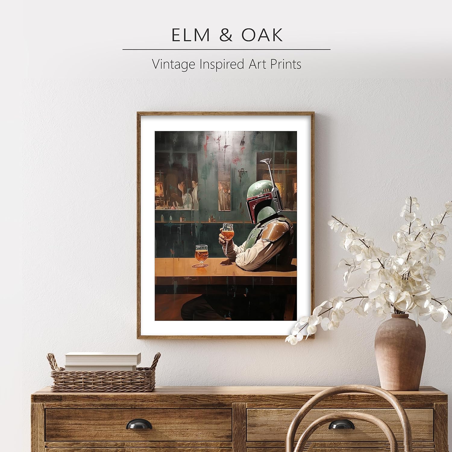 Star Wars Bar Art Prints – Premium Giclee Fine Art Print – Aesthetic Man Cave Wall Décor, Bourbon Whiskey Print Poster for Bar and Home Decor, Ready