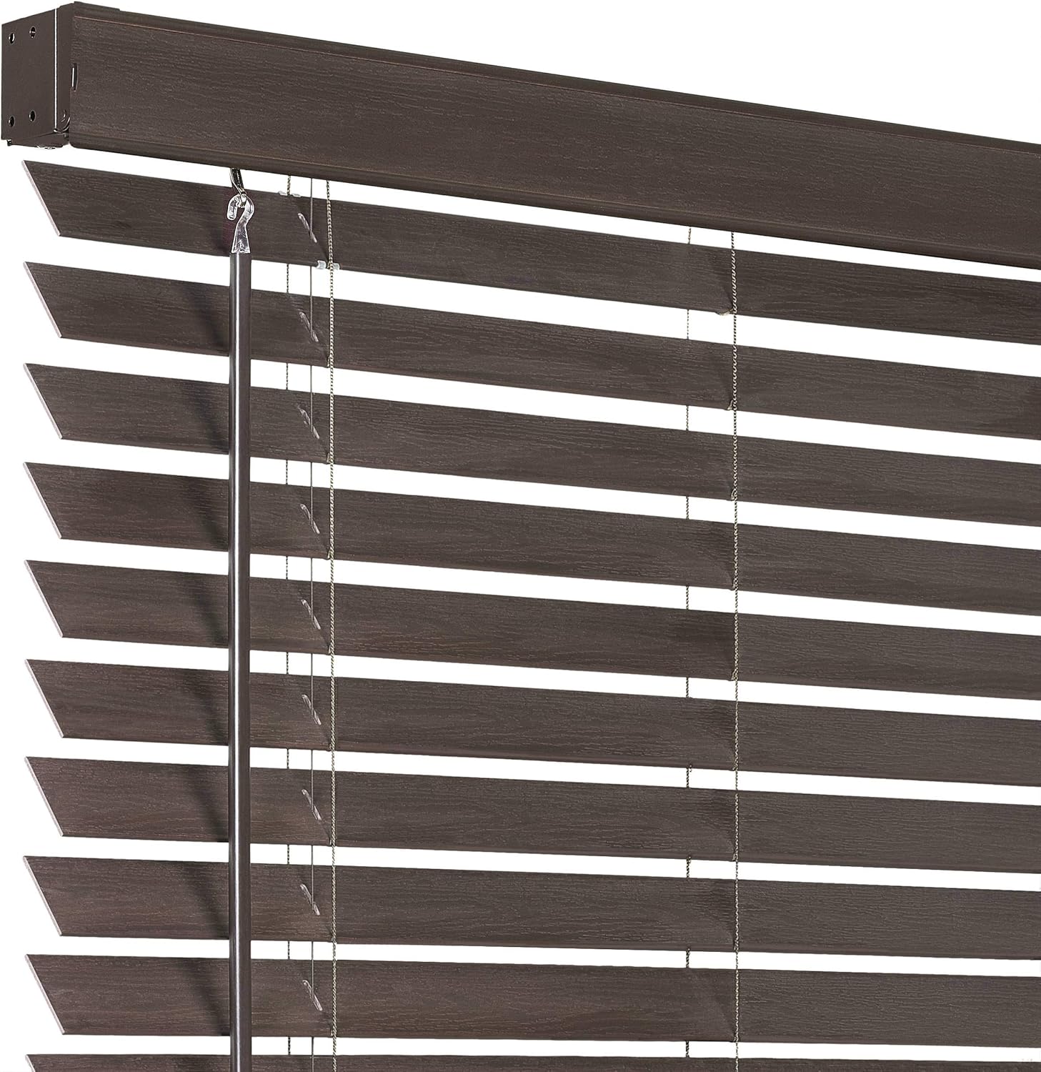 Ben&Jonah PrimeHome Collection – Persiana sin cordón de madera falsa de 2 pulgadas, color caoba