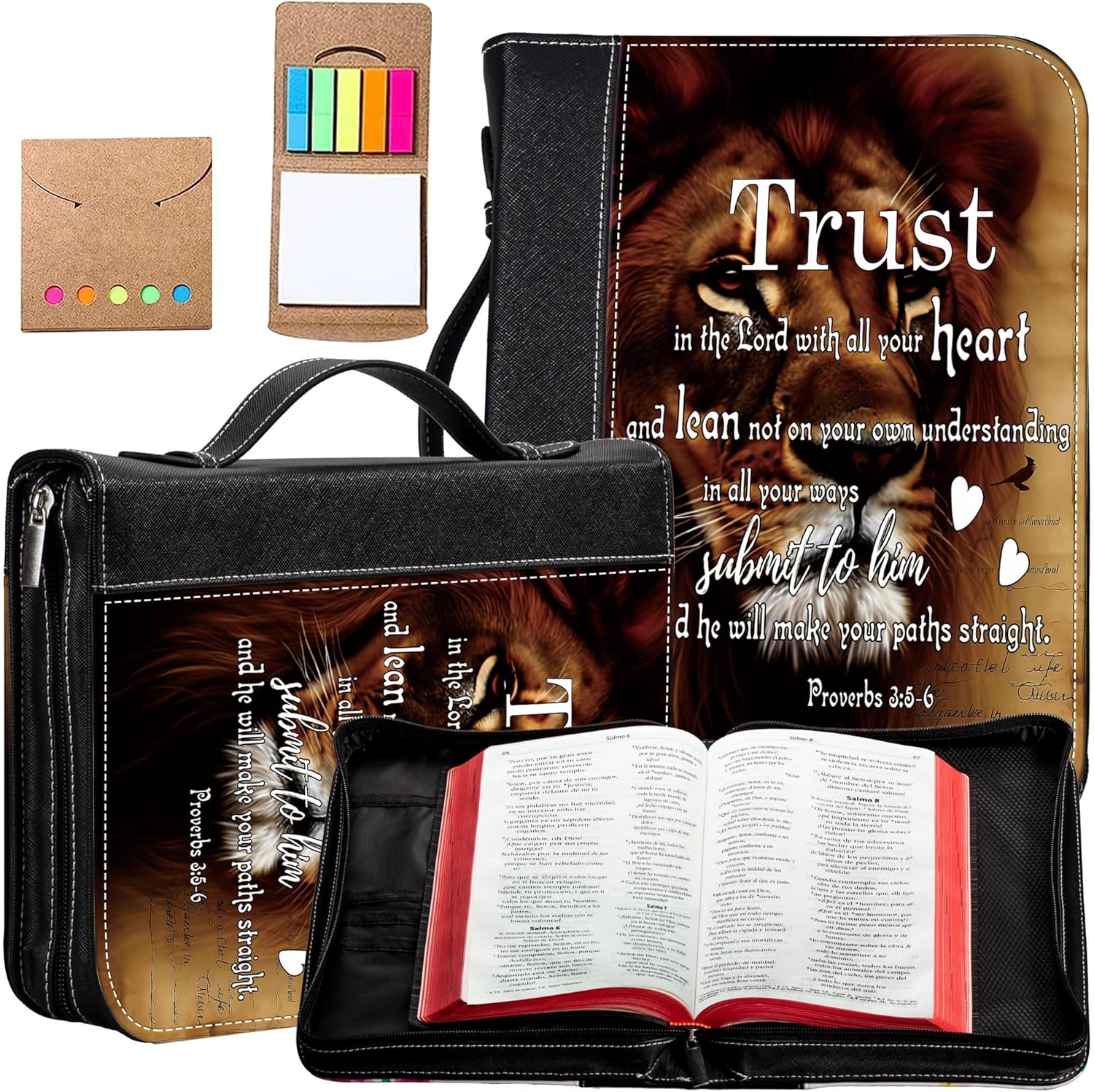 Funda para la Biblia para mujer, tamaño grande, fundas de cuero para la Biblia, regalos espirituales, estuche de transporte de la Biblia