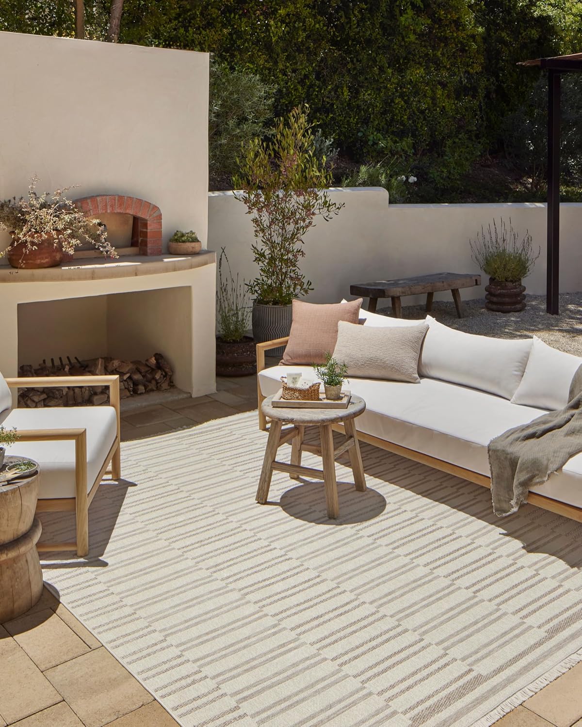 Loloi Amber Lewis x Loloi Malibu Collection MAB-03 – Alfombra de área para interior y exterior, 8′-10″ x 12′-2″, color marrón claromarfil