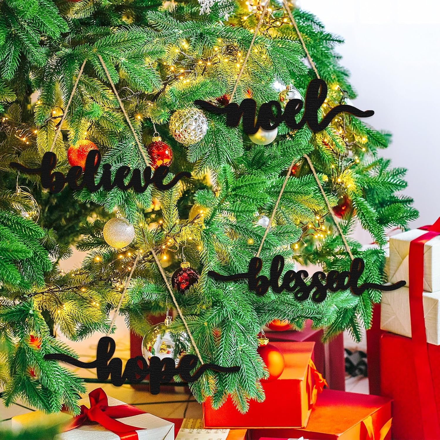 12 piezas Christmas Thankful Blessed Merry Joyful Peace Family con corte de madera rústico Thankful Plate Letrero de letras para decoración de