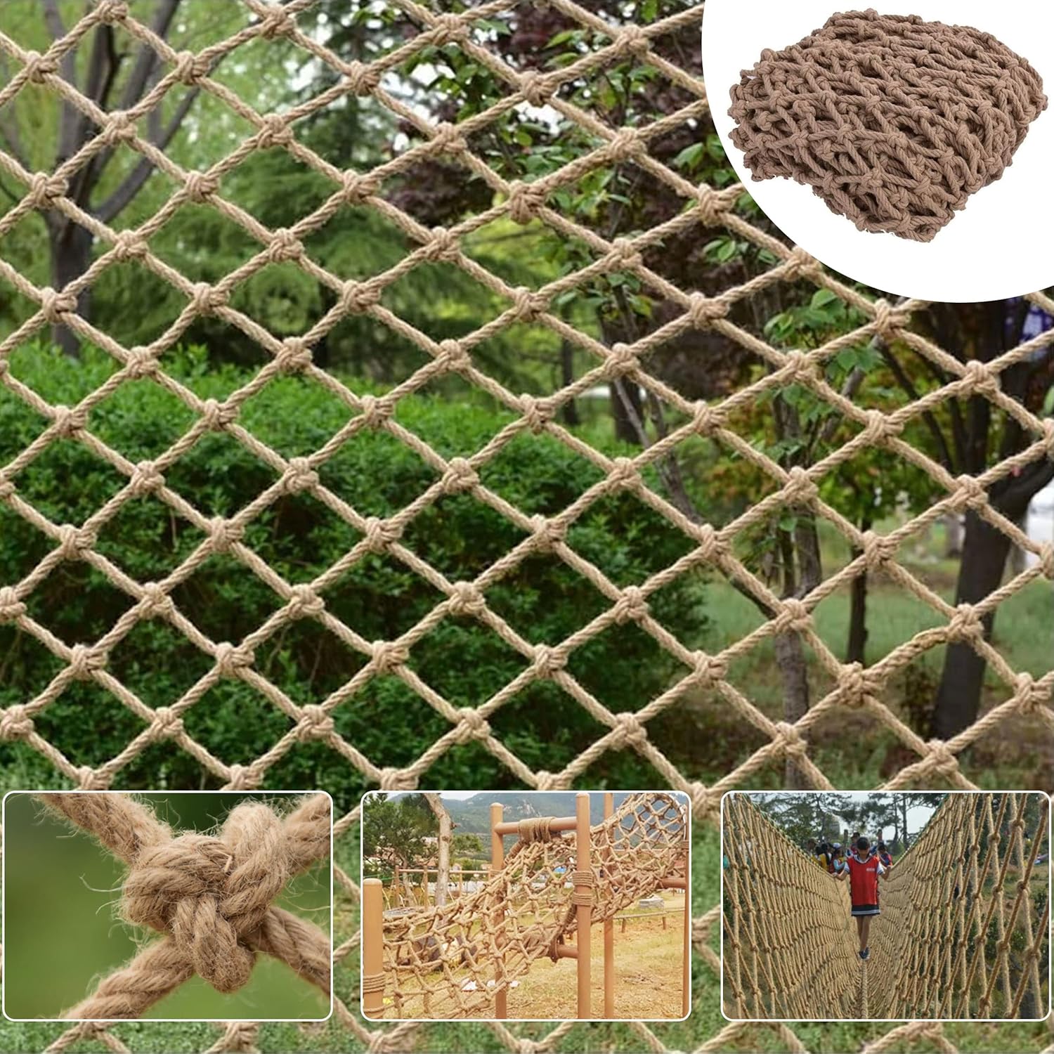 Red de cuerda de cáñamo de seguridad para niños, red de seguridad para escalar, casa de árbol, escalada para niños, red de cuerda de seguridad para