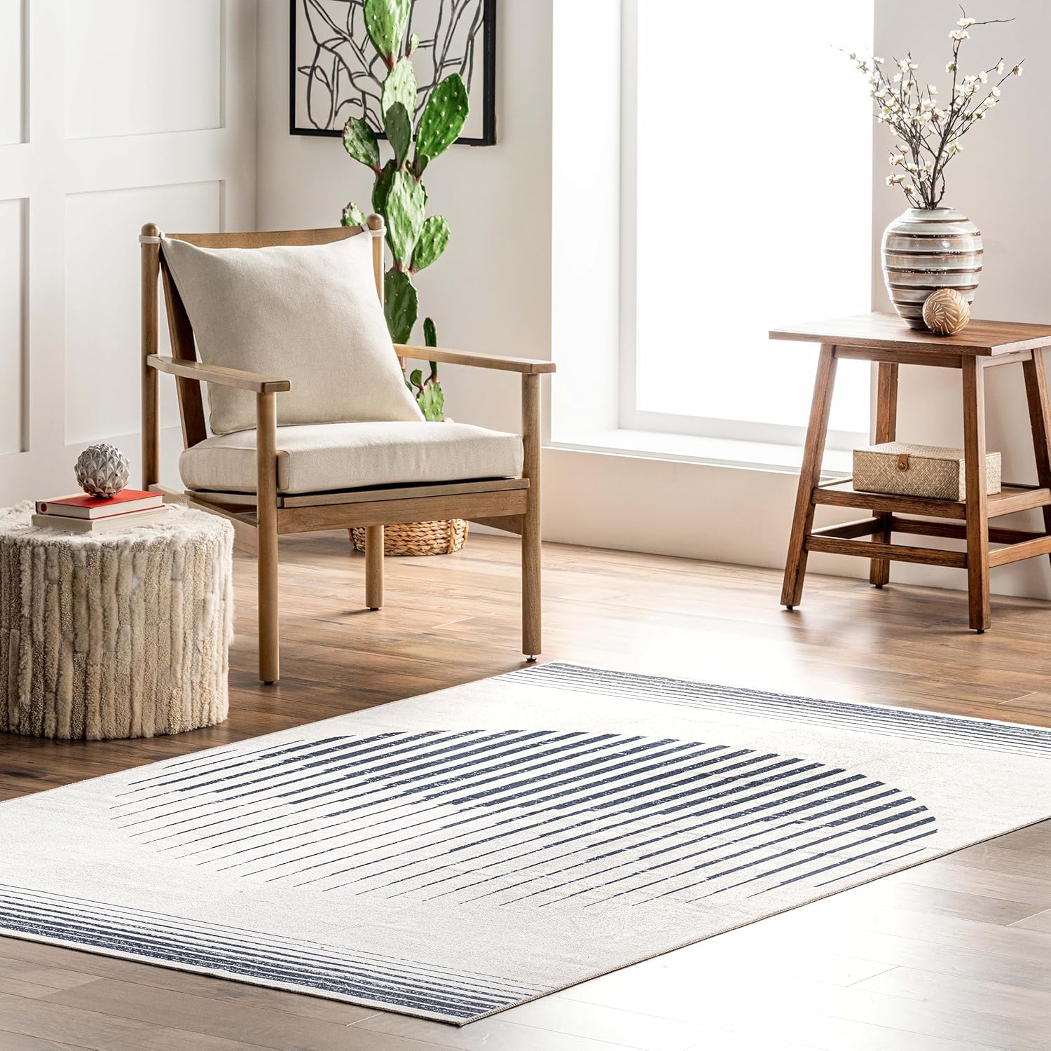 nuLOOM Francesca – Alfombra ultradelgada de luna contemporánea, lavable a máquina, 3 x 5 pies, color gris