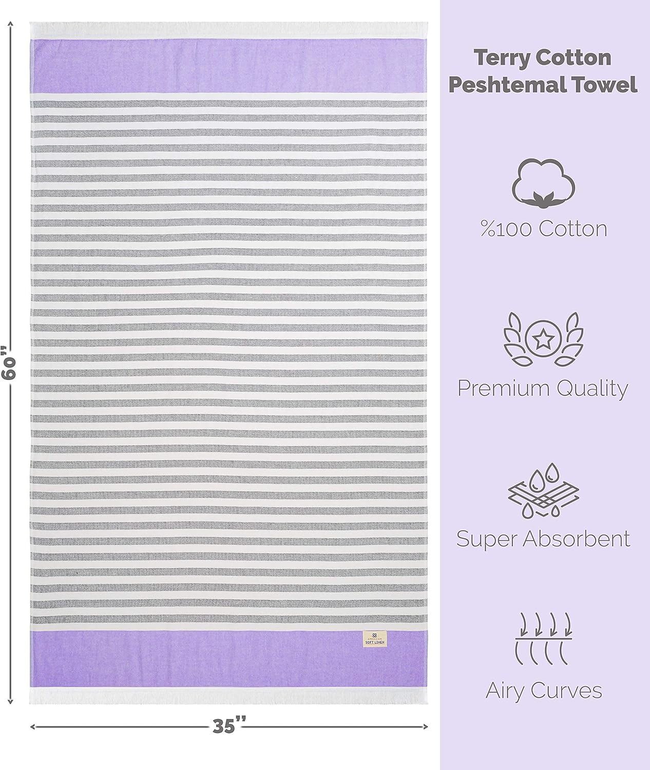 American Soft Linen – Juego de toallas de baño turcas, 100% algodón, 35 x 60 pulgadas