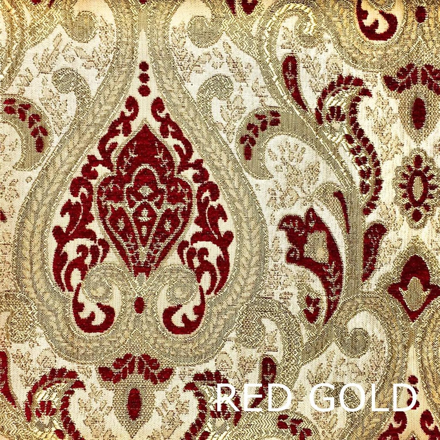 3 ColoresVersailles Damasco Chenille Brocado Jacquard Tela, Tapicería, Decoración, Disfraces, Oro, Marrón, Tela por The Yard (Rojo)