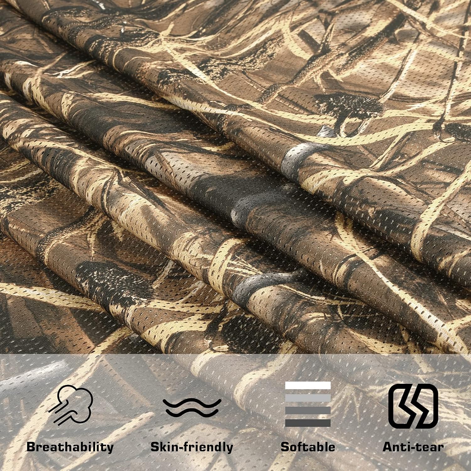 FLYEGO Red de camuflaje de camuflaje, malla silenciosa de camuflaje transparente para ocultación, soporte de árbol, caza, sombrilla, decoración,