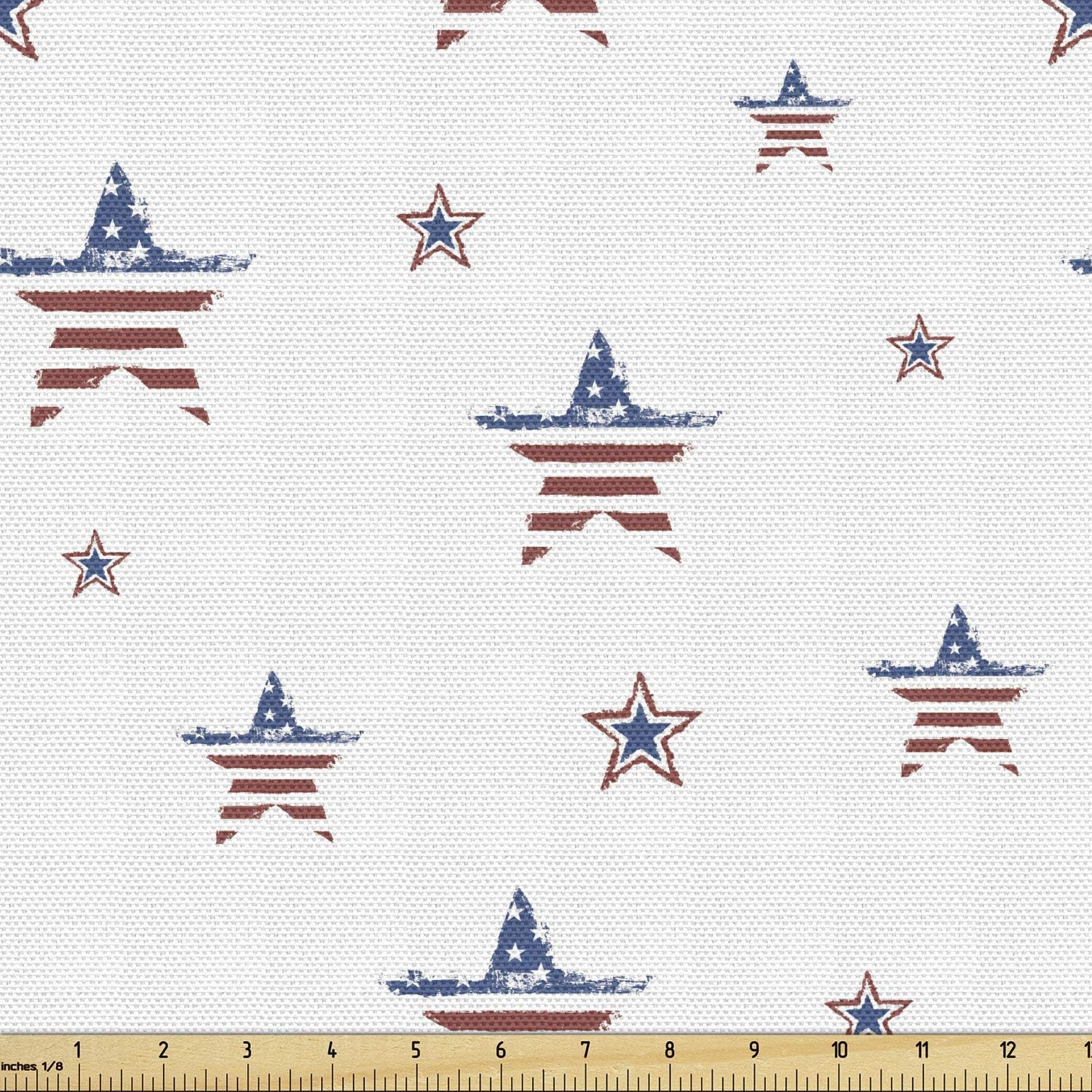 Ambesonne The Yard, tela del 4 de julio, diseño de la antigua gloria de la bandera estadounidense con patrón de estrellas y rayas, imagen