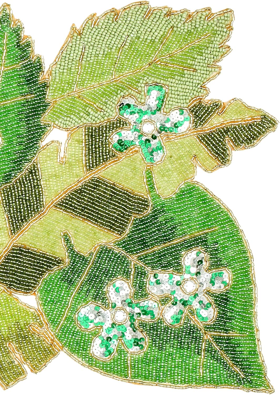 Camino de mesa con cuentas de hojas verdes de 36 pulgadas de largo, hermoso y elegante camino decorativo brillante perfecto para decoración de mesa