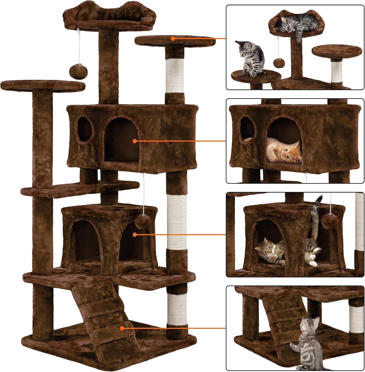 Yaheetech 51.2 pulgadas Mueble de árbol para gato Torre Muebles para que os gatos se rasquen