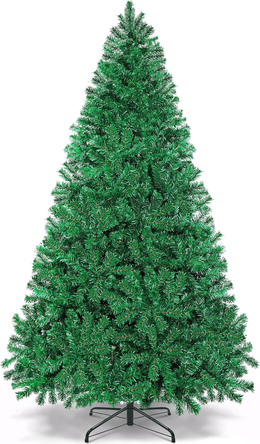 Árbol de Navidad artificial de 1,000 puntas de 6 pies sin luz verde con base de metal Choiana