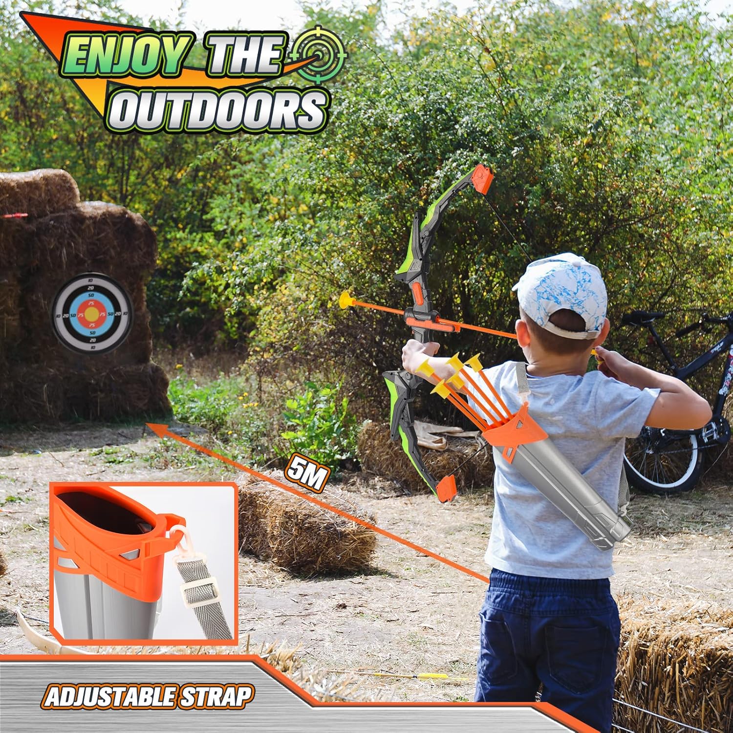 Juego de arco y flecha para niños, juguetes para exteriores, juguetes de jardín para niños de 3 a 12 años, juguetes para niños y niñas, juguetes de