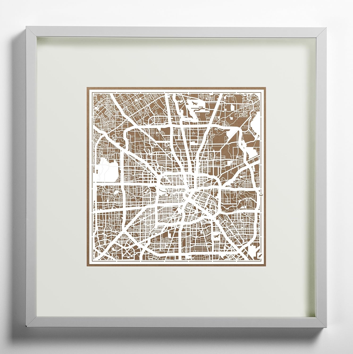 O3 Design Studio – Mapa de corte de papel de Houston de 12 x 12 pulgadas, color blanco