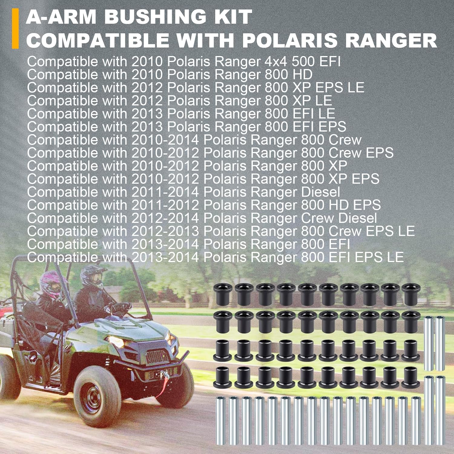 Kit de buje A-Arm compatible con Polaris Ranger XP 800 Crew 2010-2014 para AAB-P-RAN-K2-002 – Mejora la estabilidad y el manejo