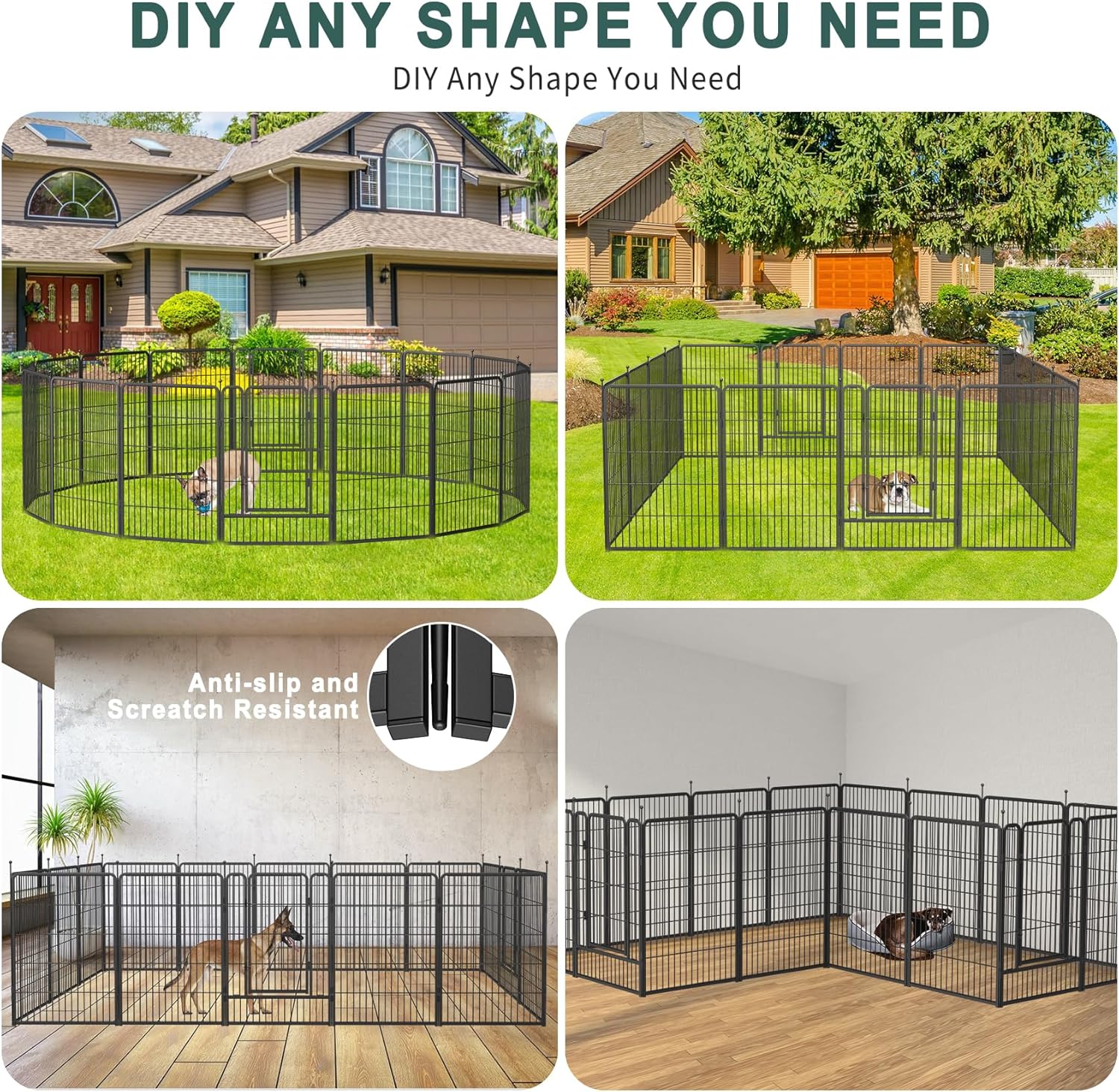 Musen Corralito para perros para interiores y exteriores, 8 paneles de 40 pulgadas de altura, corral de ejercicio con puertas para perros grandes,