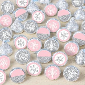Big Dot of Happiness Pink Winter Wonderland – Calcomanías redondas pequeñas de caramelo para fiesta de cumpleaños y baby shower, 324 unidades Big Dot of Happiness Pink Winter Wonderland – Calcomanías redondas pequeñas de caramelo para fiesta de cumpleaños y baby shower, 324 unidades