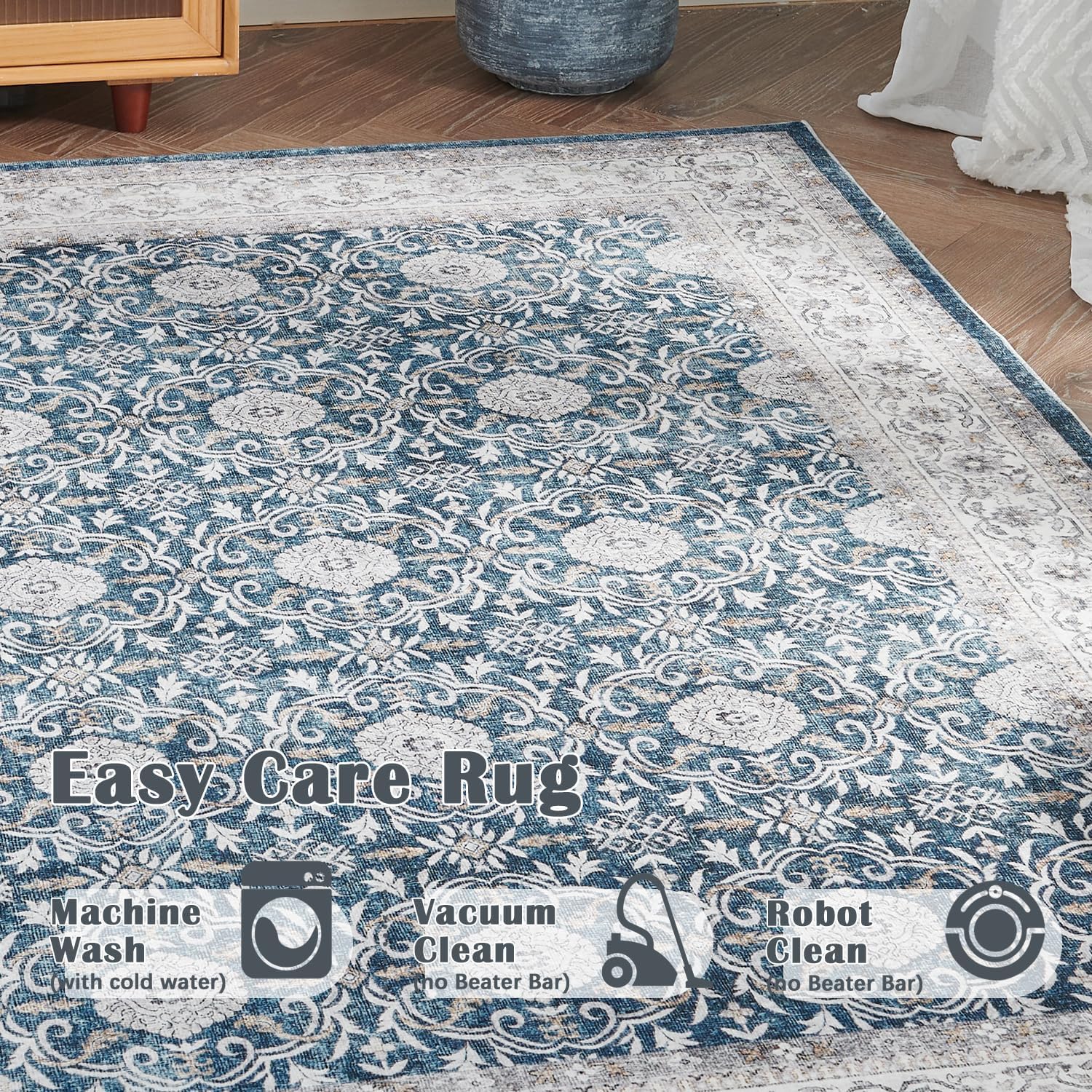 jinchan Alfombra de pasillo vintage de 2 x 8 pies, alfombra de pasillo lavable, antideslizante, con estampado floral, suave, alfombra bohemia para