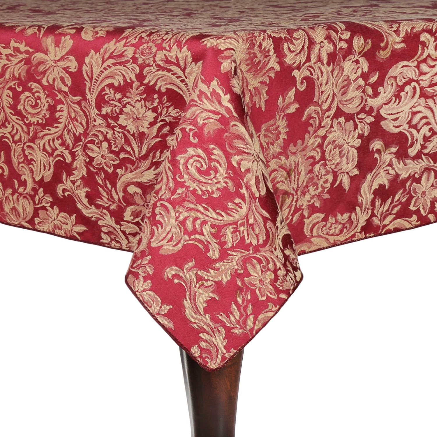 Ultimate Textile Miranda – Mantel rectangular de damasco (70 x 144 pulgadas), color burdeos