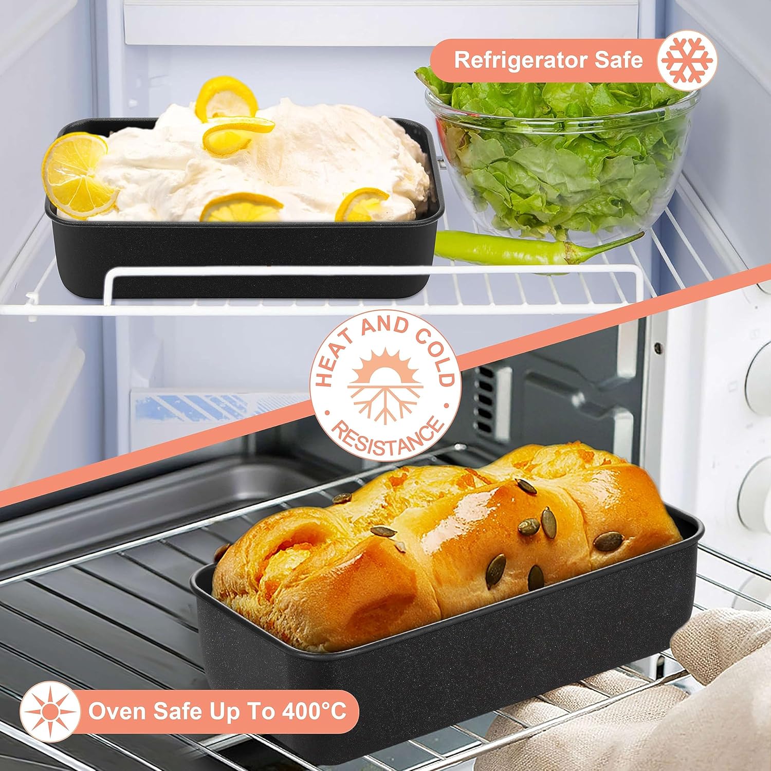 Herogo Molde antiadherente para pan, 9 x 5 pulgadas, molde para hornear pan de carne de acero inoxidable para hornear pan de carne, brownie, lasaña
