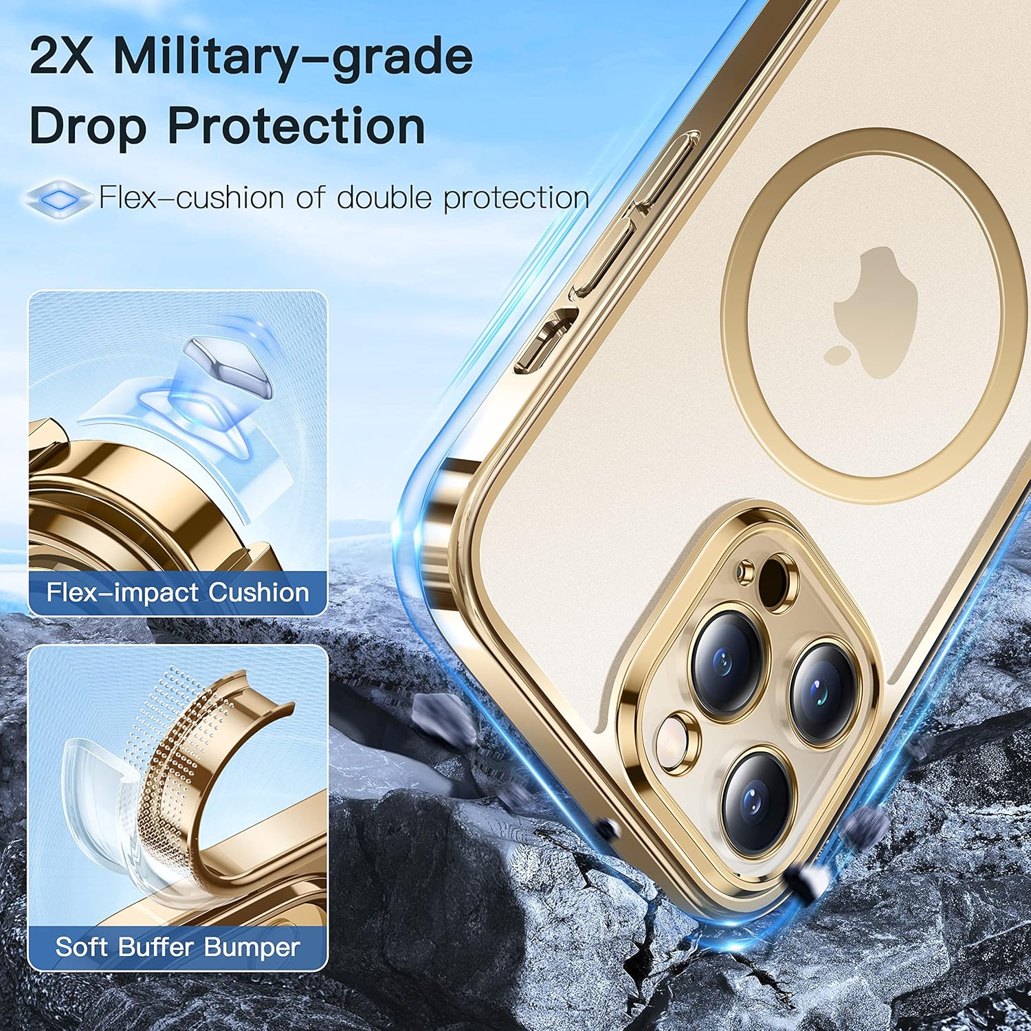 Alphex Funda oficial de color para iPhone 13 Pro, parachoques brillante y parte trasera mate, fuerte magnético compatible con MagSafe, antihuellas,