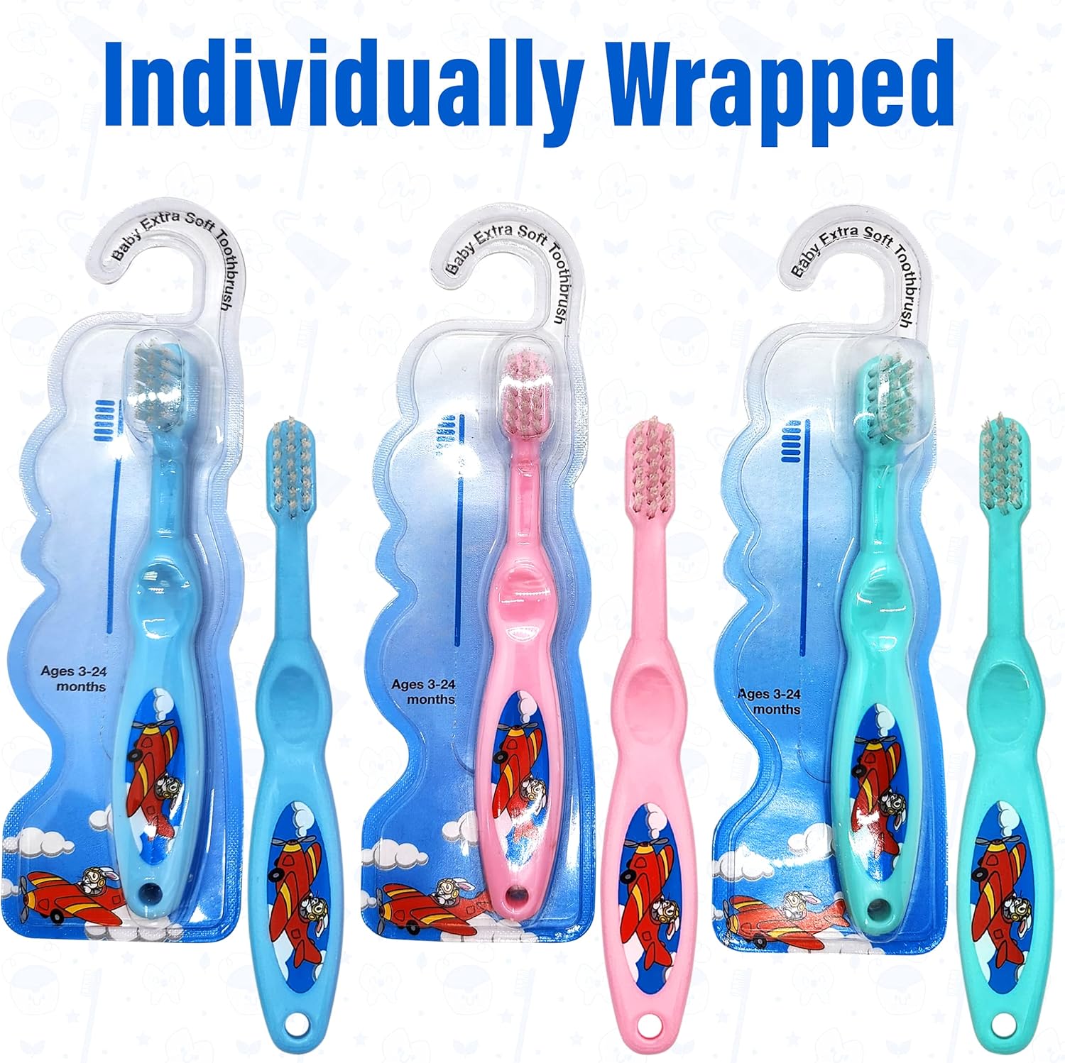 Cepillo de dientes para bebé, cerdas suaves, juego de 3 cepillos de dientes para niños y niñas, bonitos colores y diseños, gran regalo para bebés y